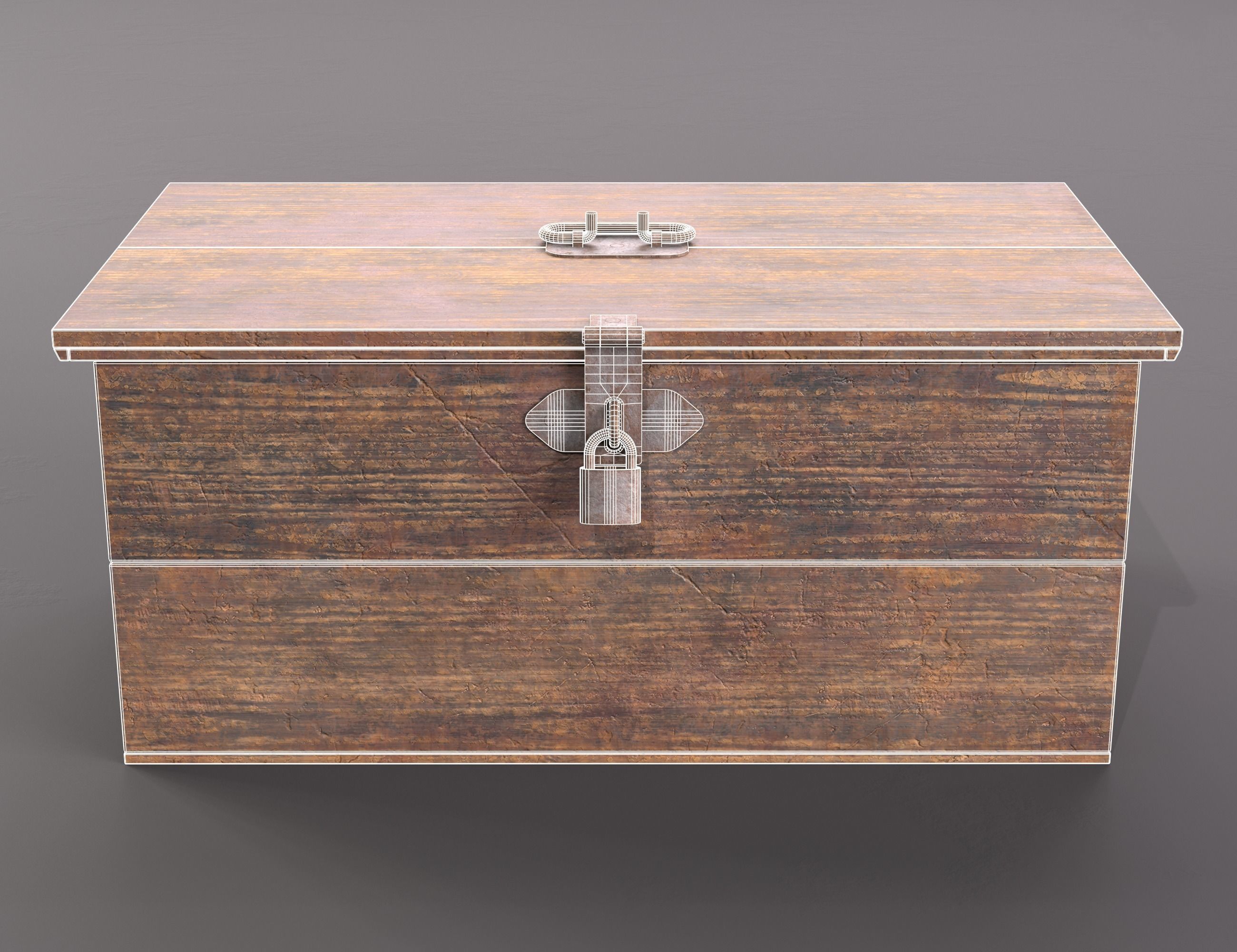 Vintage wooden box Low-poly 3D model_8
