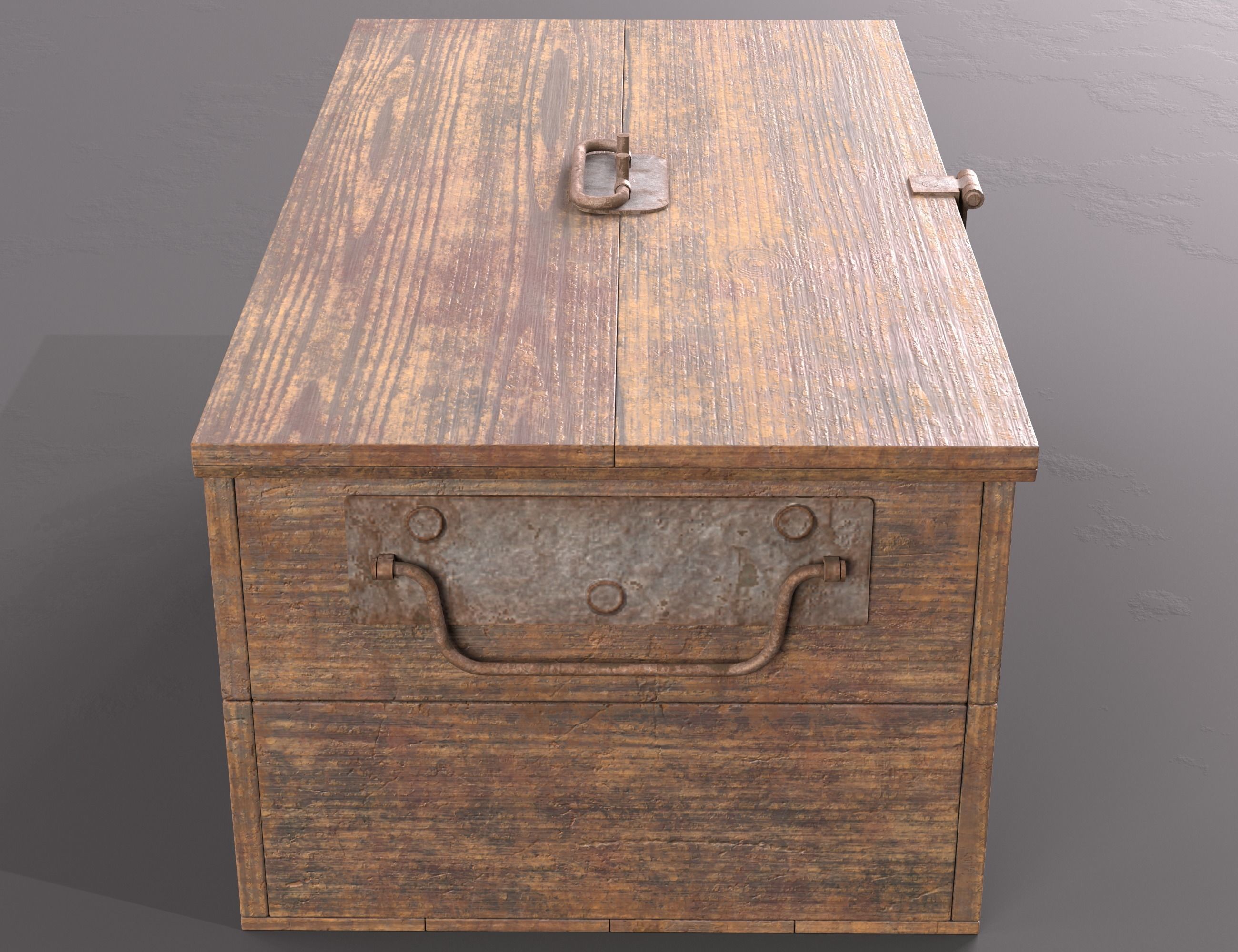 Vintage wooden box Low-poly 3D model_5