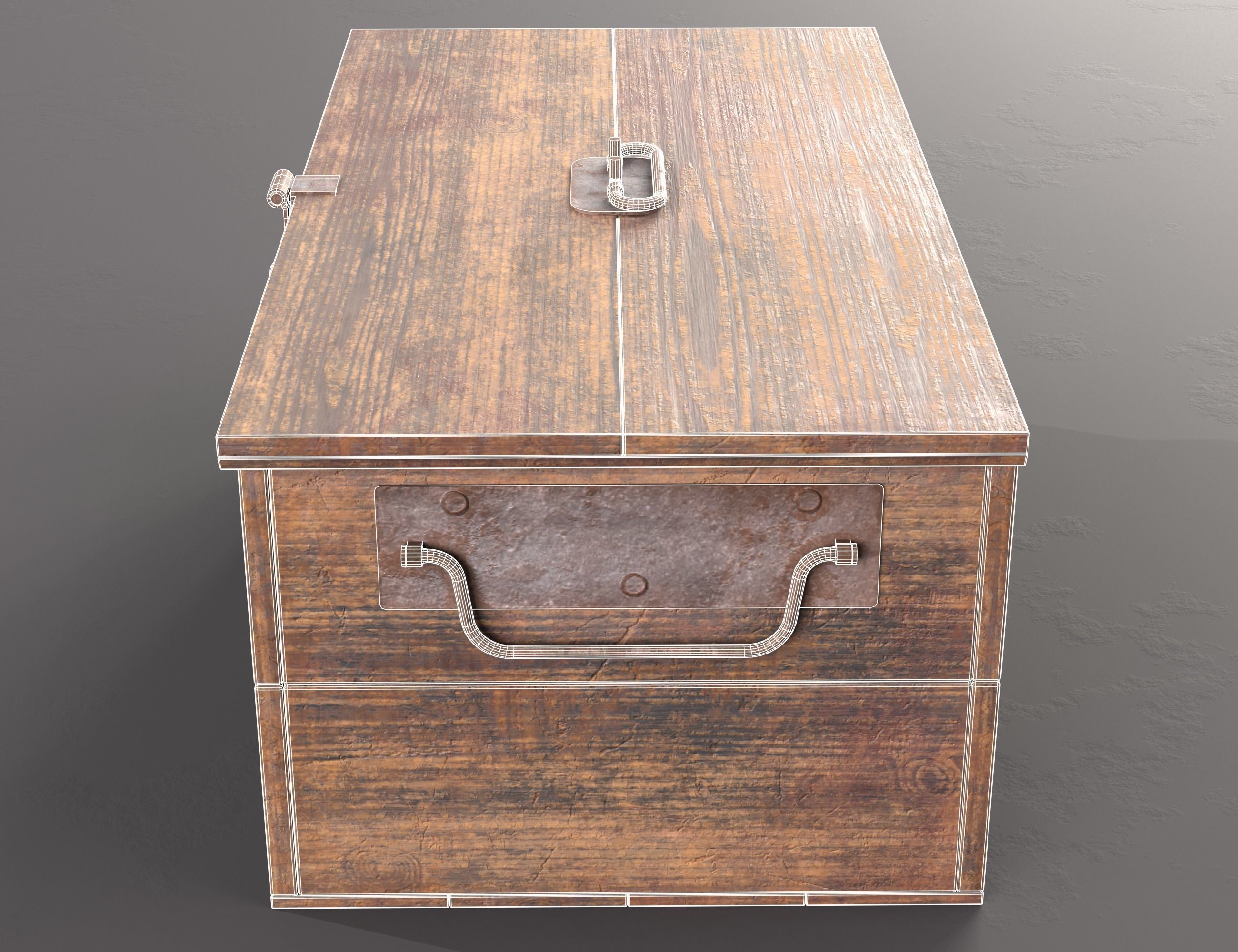 Vintage wooden box Low-poly 3D model_7