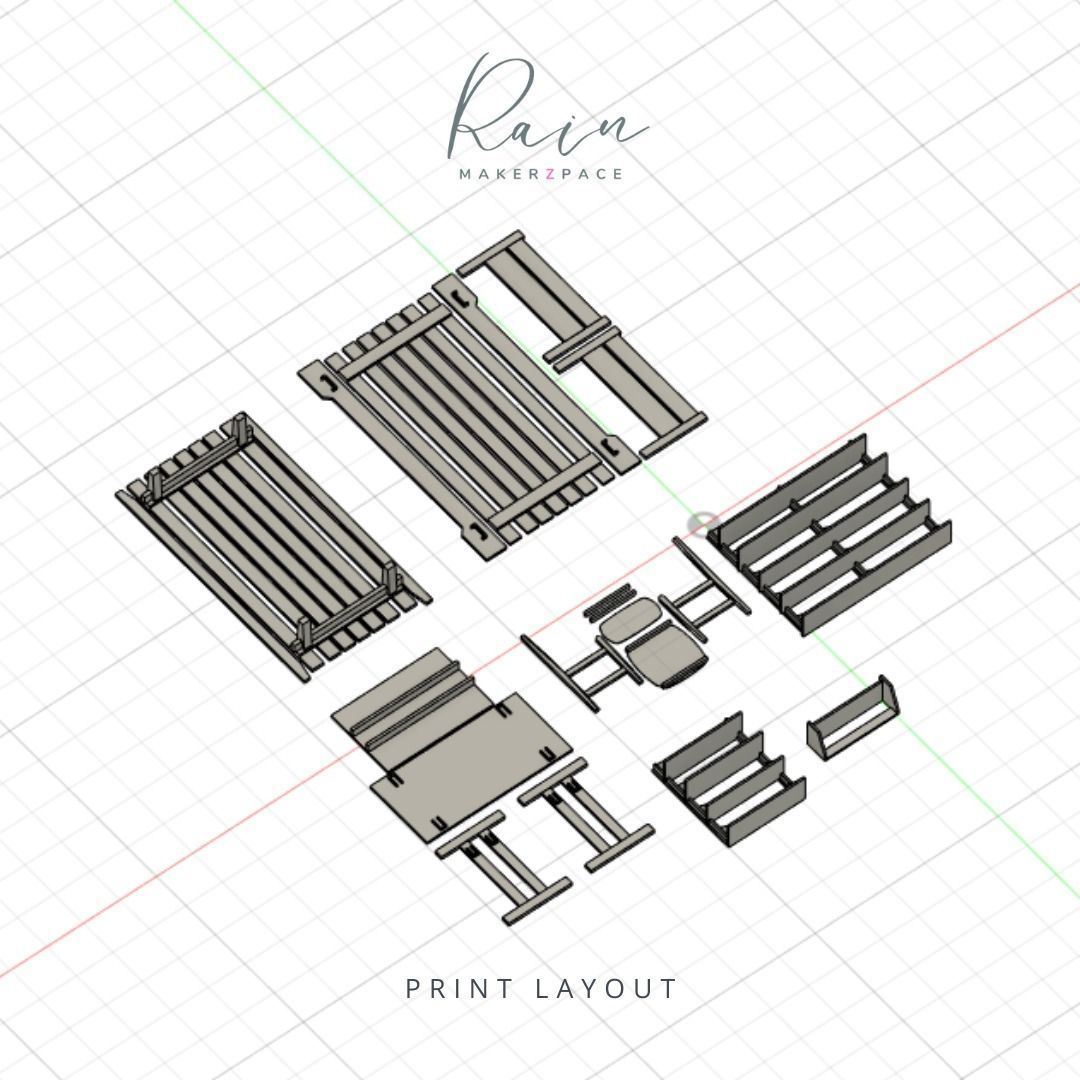 MINIATURE DANISH MODERN STYLE CHAIR AND TABLE 3D print model_5