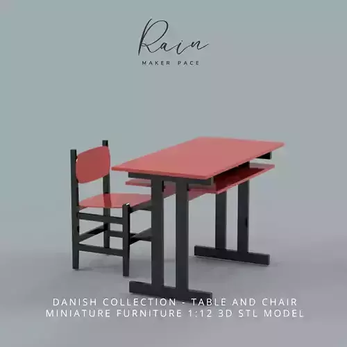 MINIATURE DANISH MODERN STYLE CHAIR AND TABLE 3D print model MINIATURE DANISH MODERN STYLE CHAIR AND TABLE 3D print model