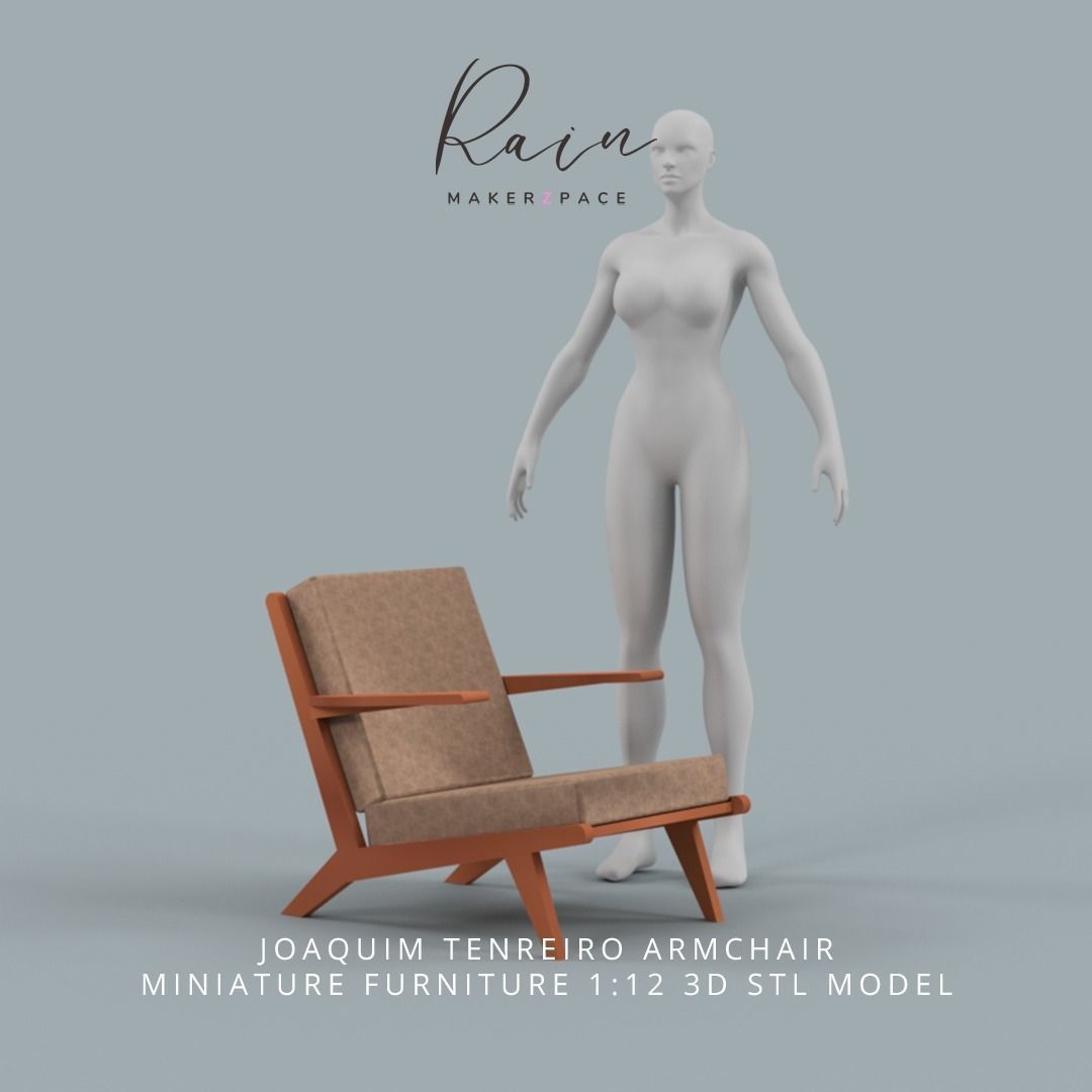 Joaquim Tenreiro Armchair Miniature Furniture 3D print model_1