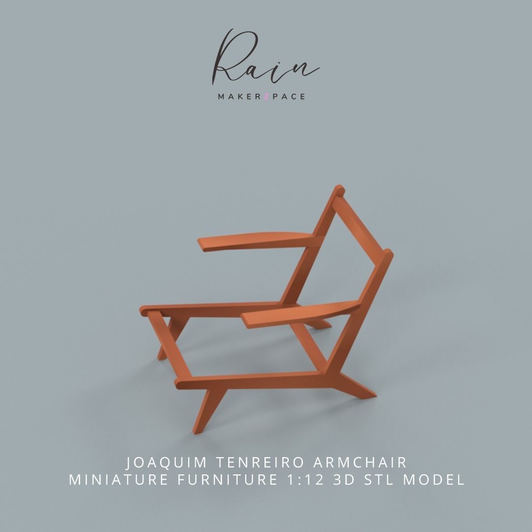 Joaquim Tenreiro Armchair Miniature Furniture 3D print model_2