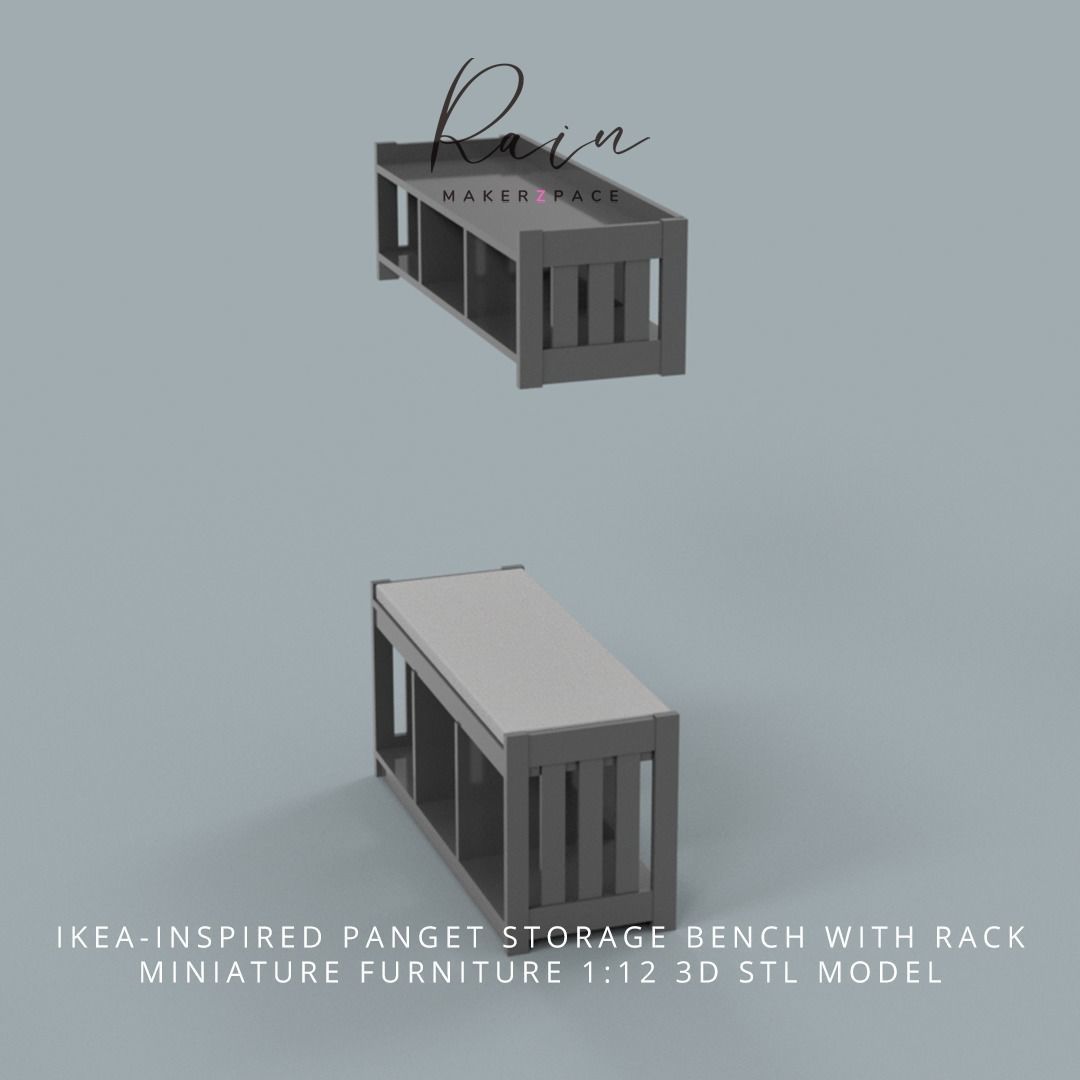 IKEA-INSPIRED PANGET STORAGE BENCH AND PANGET HAT AND COAT RACK 3D print model_1
