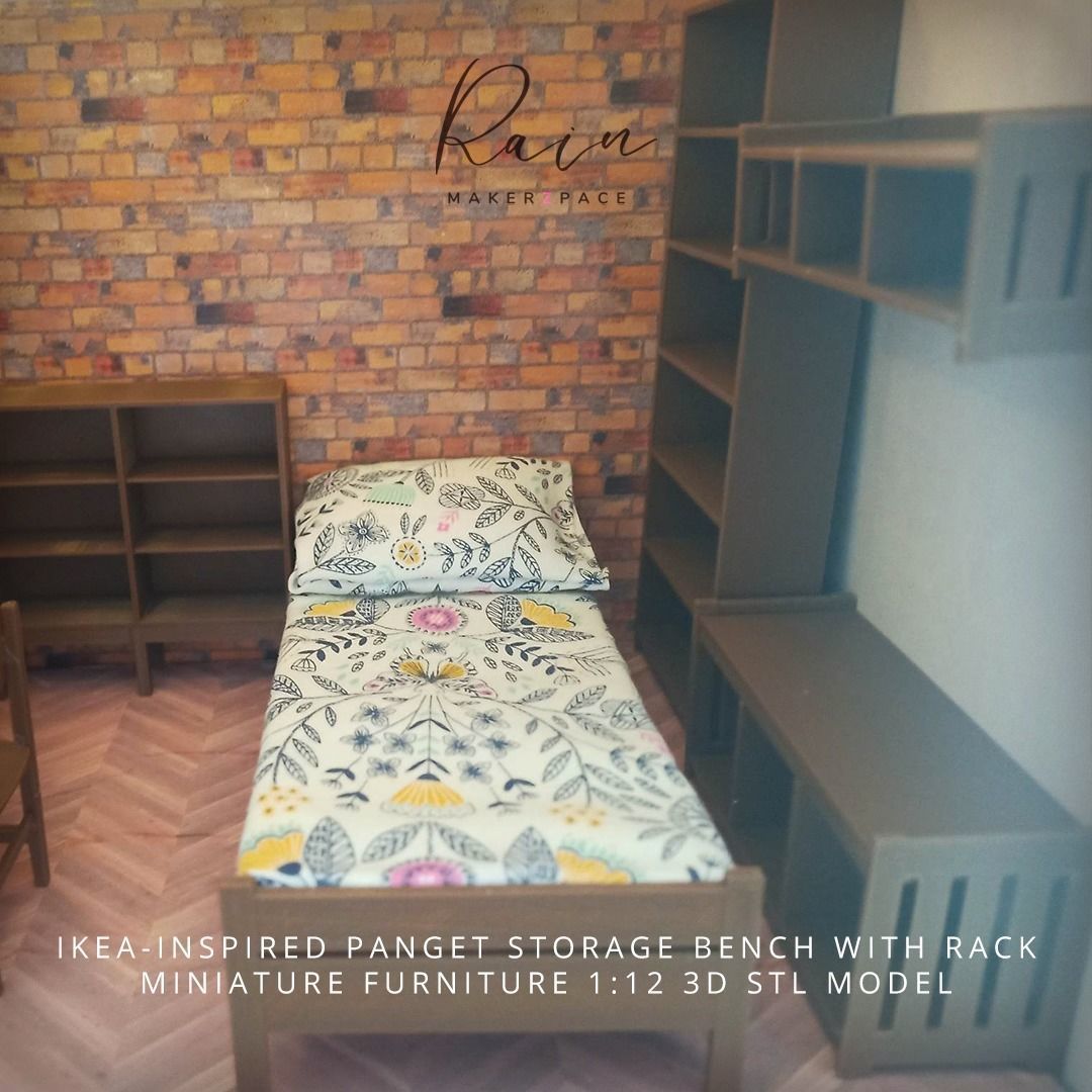 IKEA-INSPIRED PANGET STORAGE BENCH AND PANGET HAT AND COAT RACK 3D print model_3