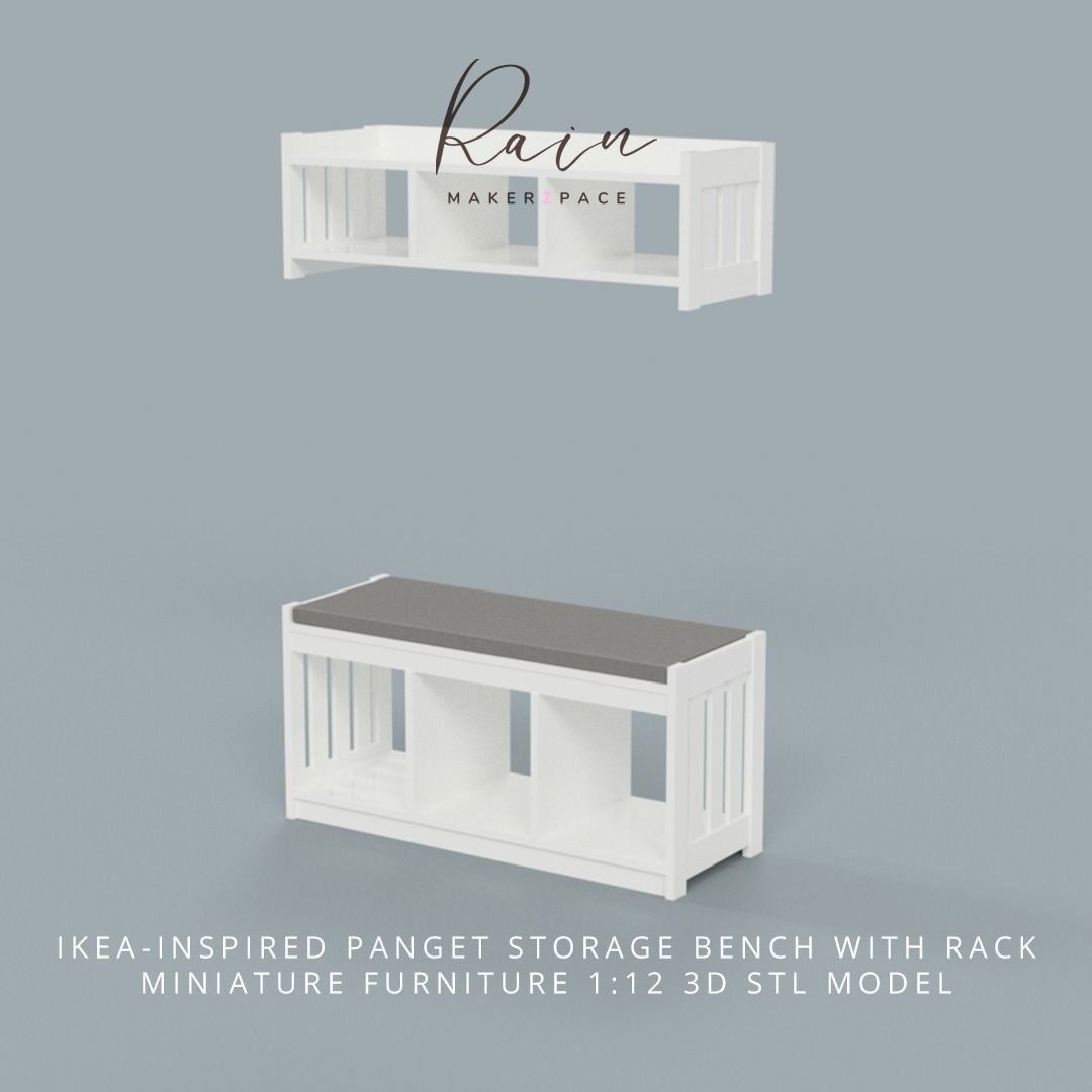 IKEAINSPIRED PANGET STORAGE BENCH AND PANGET HAT AND COAT RACK 3D model 3D printable CGTrader