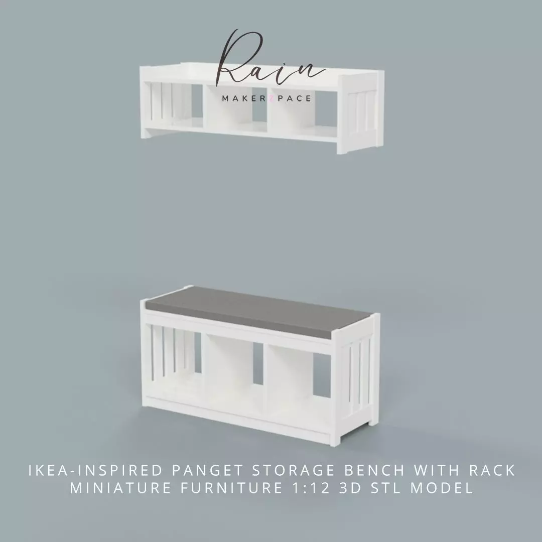IKEA-INSPIRED PANGET STORAGE BENCH AND PANGET HAT AND COAT RACK 3D print model_0