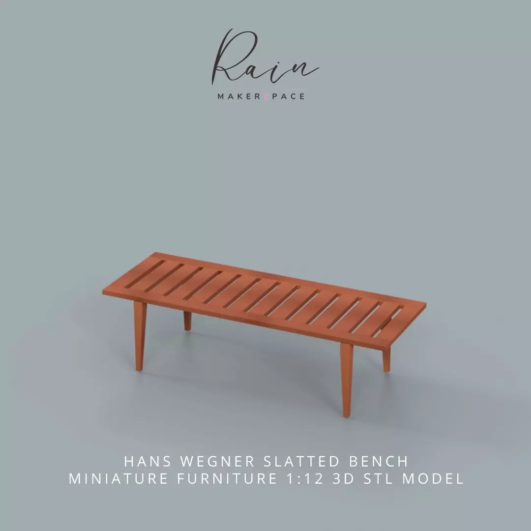 Hans Wegner Slatted Bench MIniature Furniture 3D print model