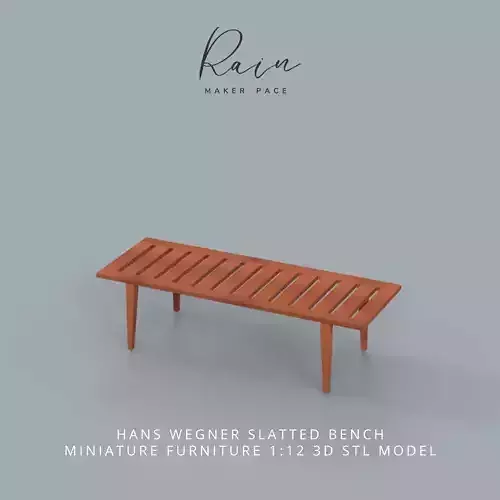 Hans Wegner Slatted Bench MIniature Furniture 3D print model