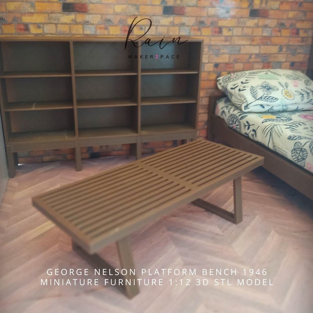 George Nelson Platform Bench Miniature Furniture 3D print model_4