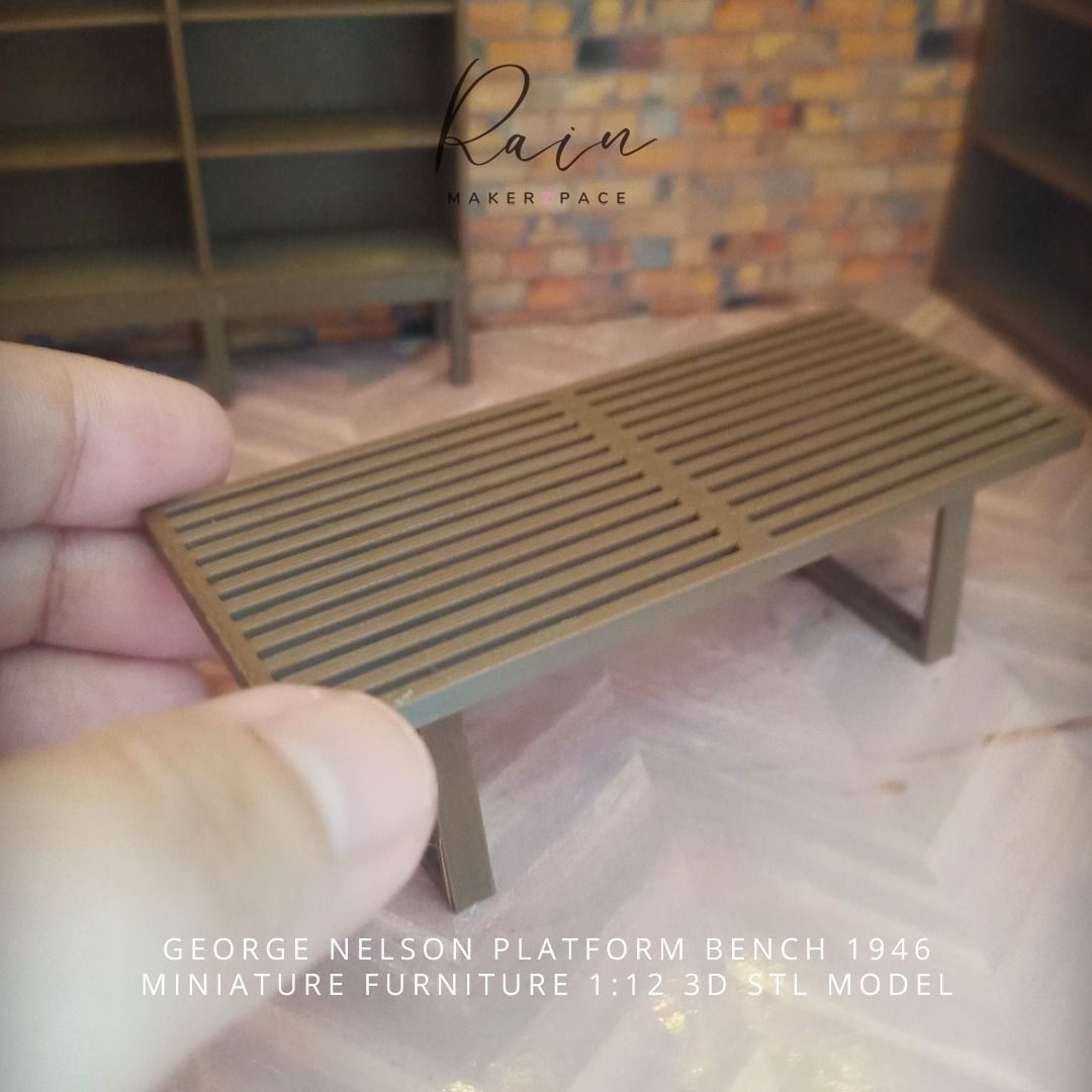 George Nelson Platform Bench Miniature Furniture 3D print model_3