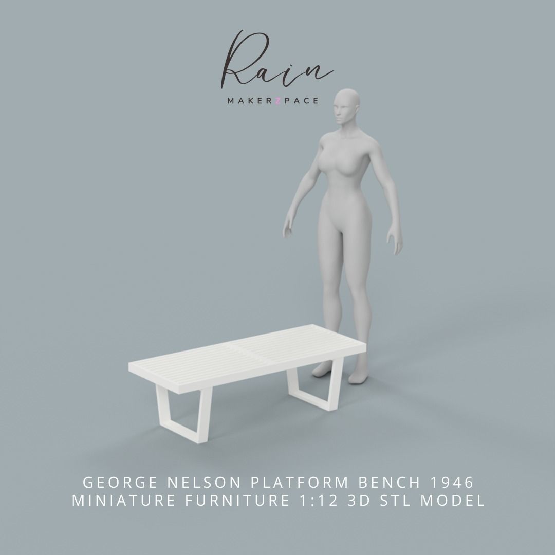 George Nelson Platform Bench Miniature Furniture 3D print model_5