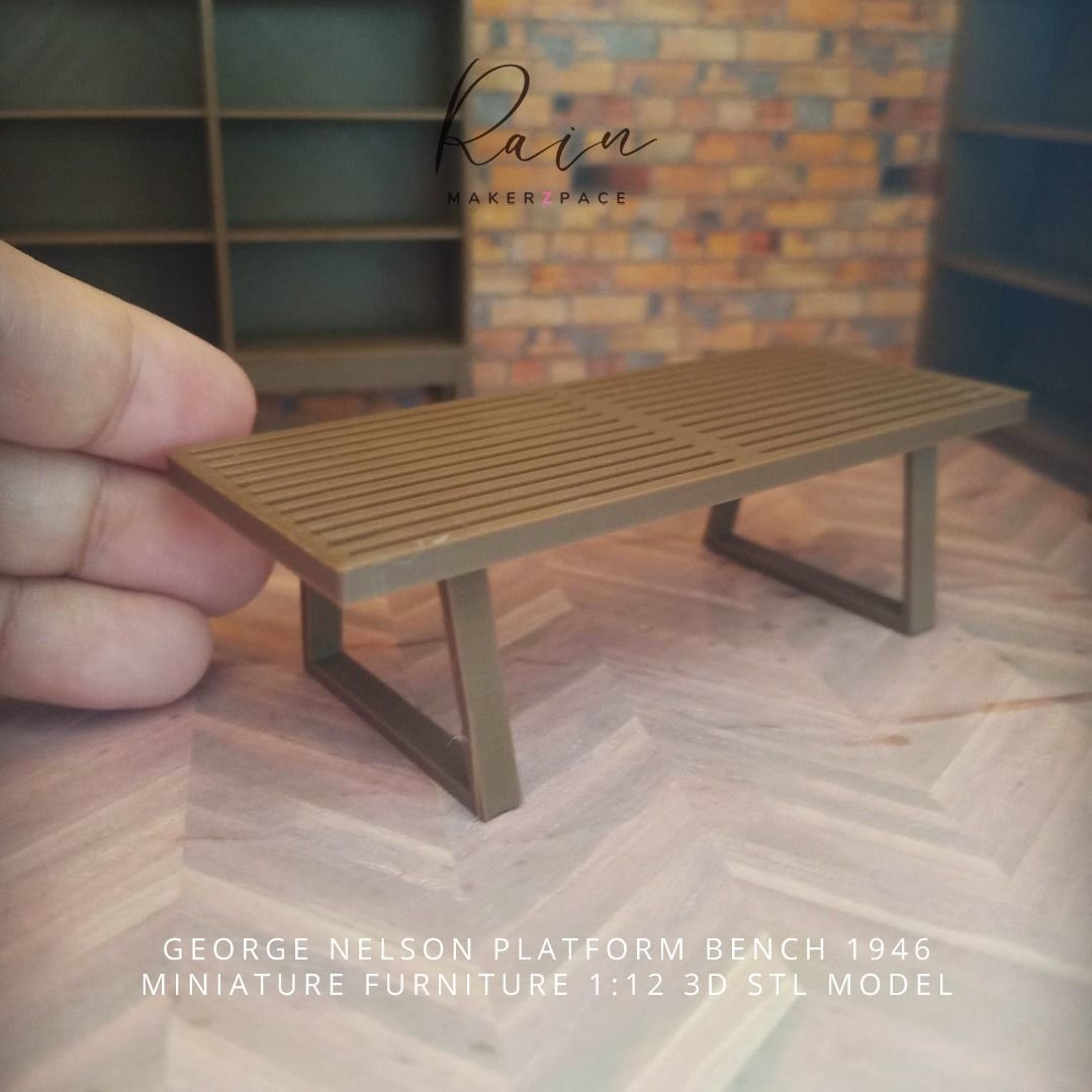 George Nelson Platform Bench Miniature Furniture 3D print model_2