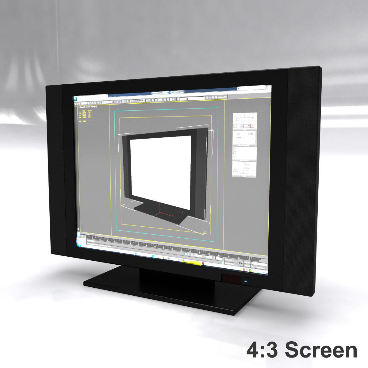 LCD TV 16 9 and 4 3 3D model_9