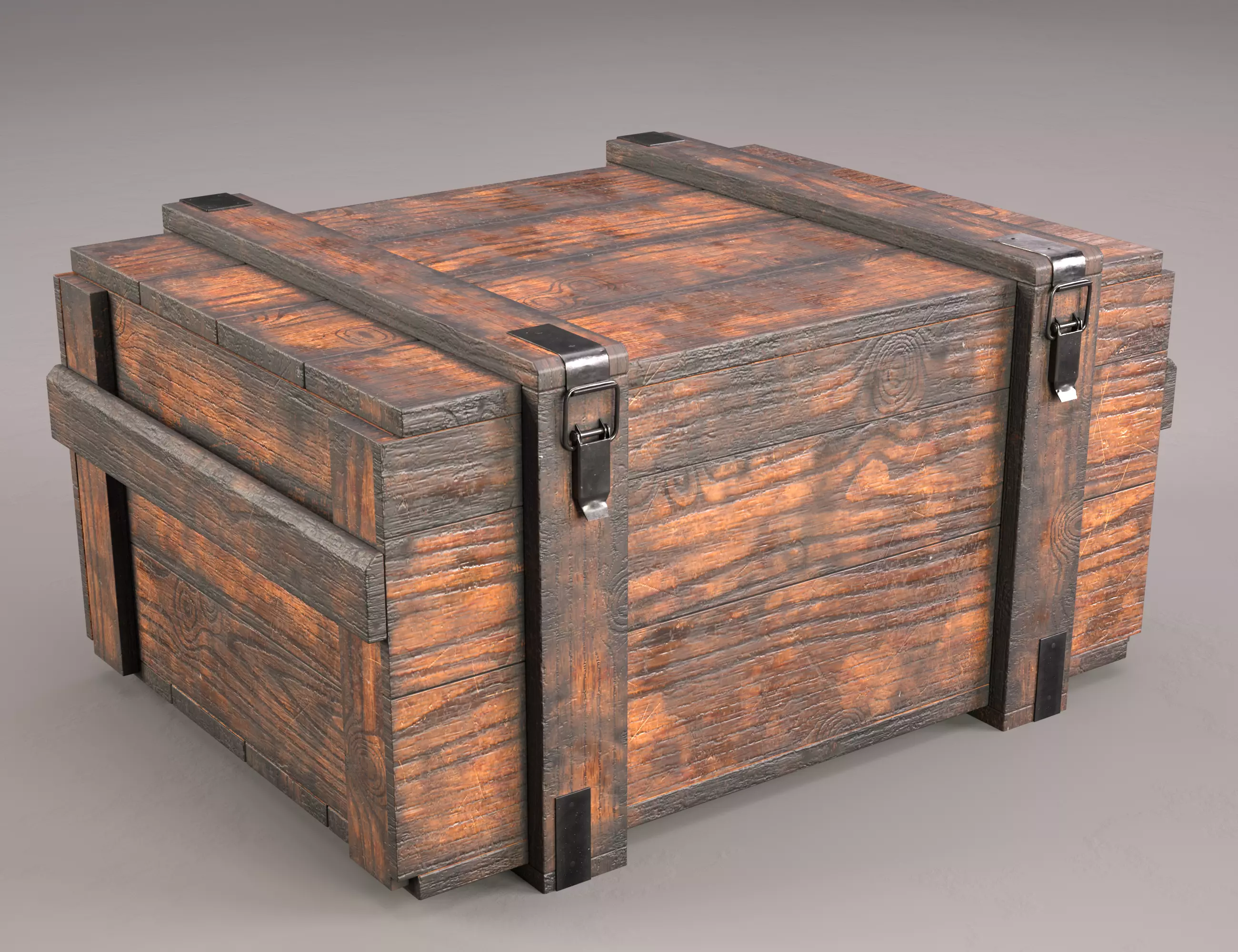 Industrial wooden box Low-poly 3D model