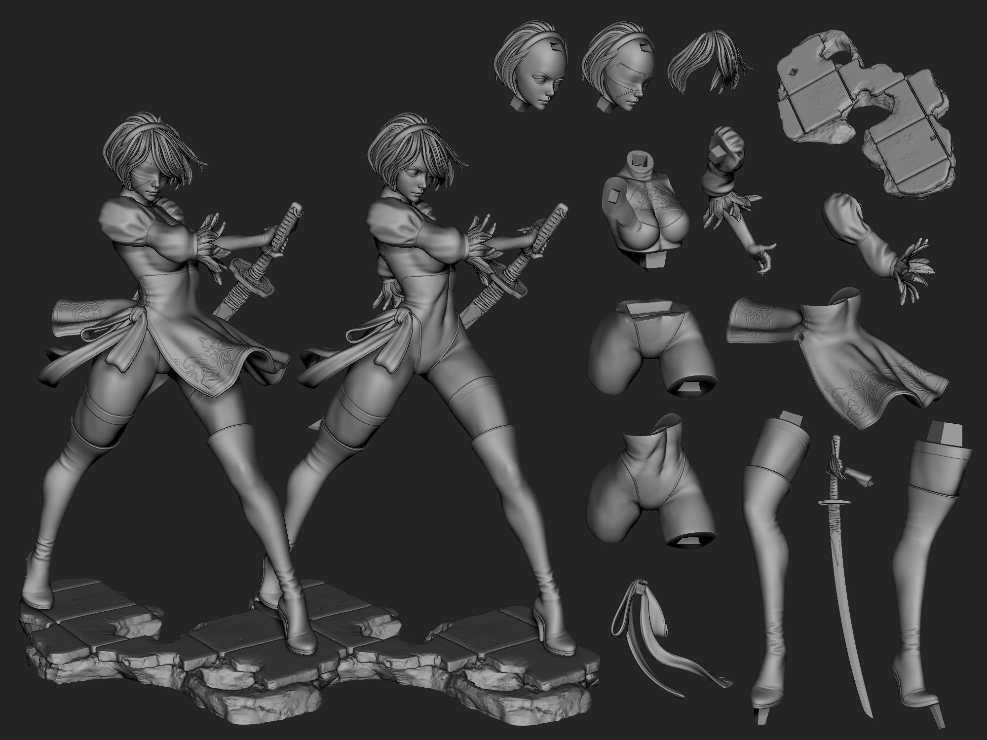 2B Fanart Updated 3D print model_8