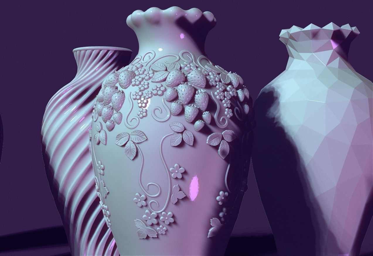 Set of five vases 3D print model_12
