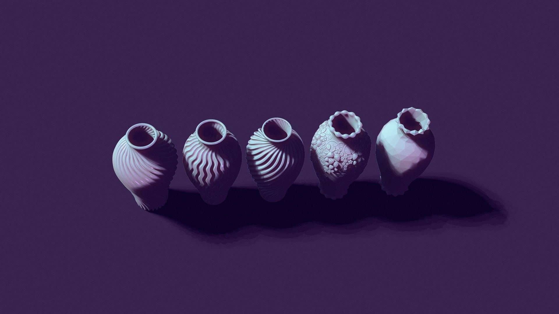 Set of five vases 3D print model_4