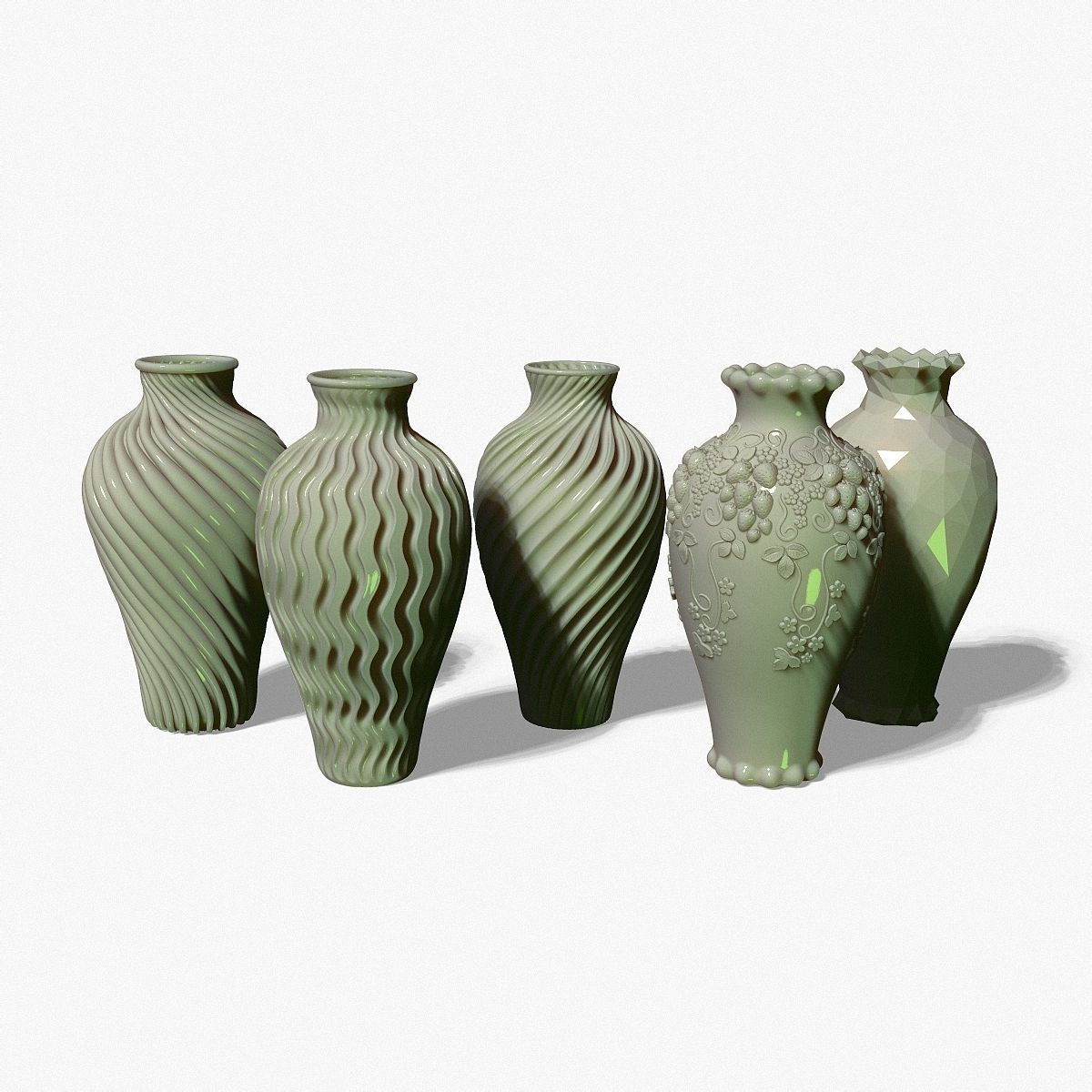 Set of five vases 3D print model_13