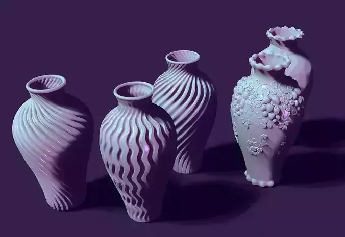 Set of five vases