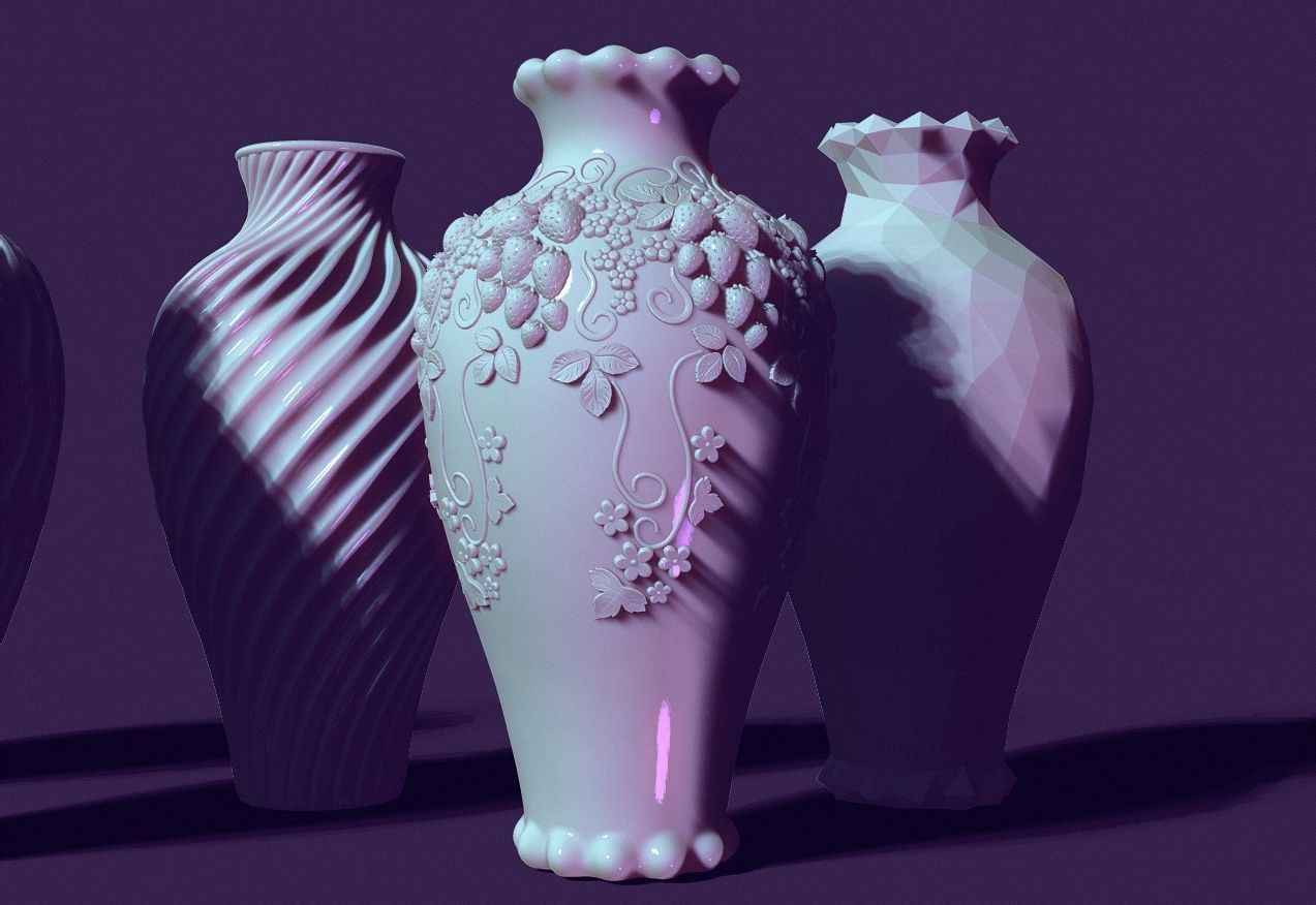 Set of five vases 3D print model_11