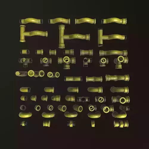 Pipe connections Low-poly 3D model