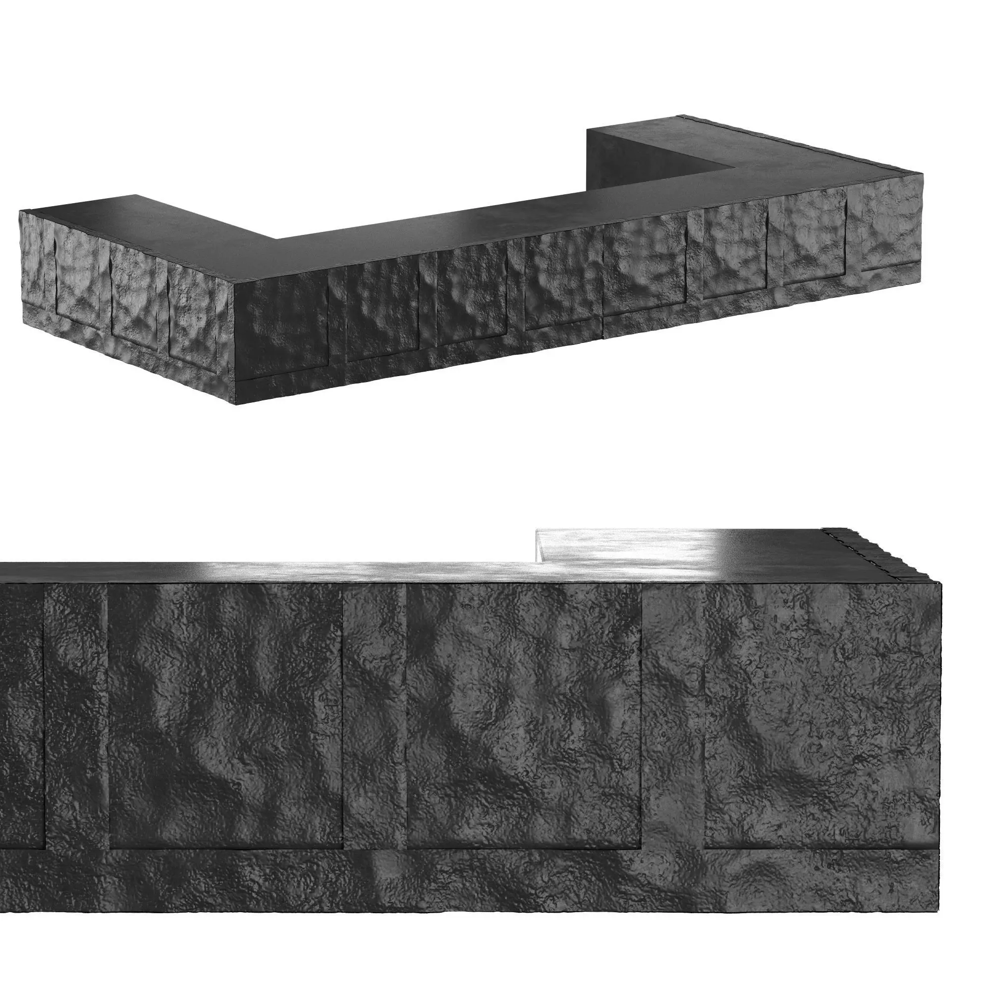 reception lobby desk rock 3D model_0