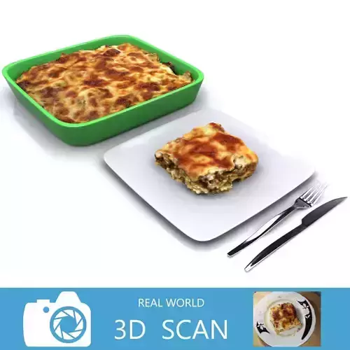 Lasagna cheesy in dish 3D model