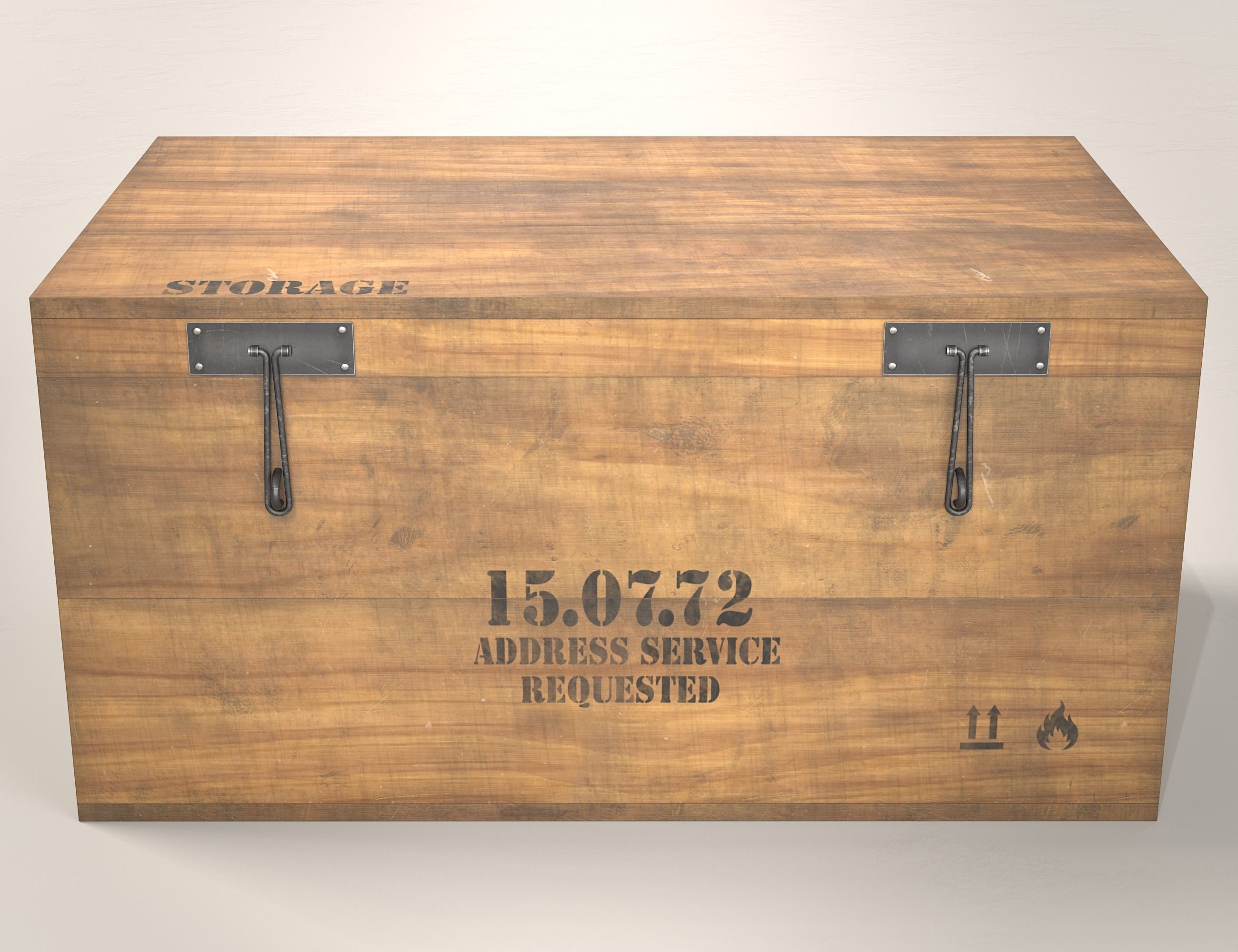 Wooden storage box Low-poly 3D model_7