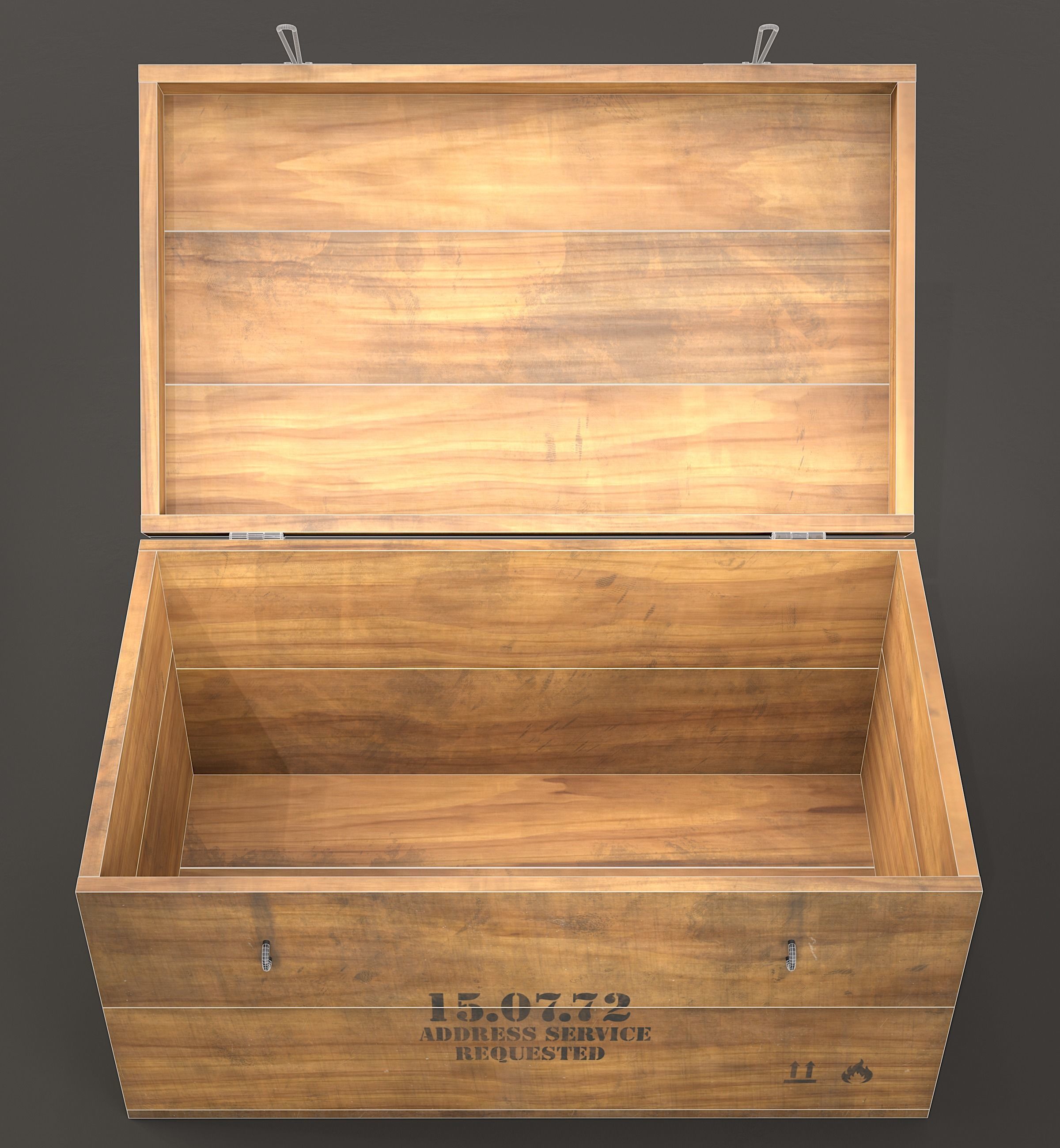 Wooden storage box Low-poly 3D model_15