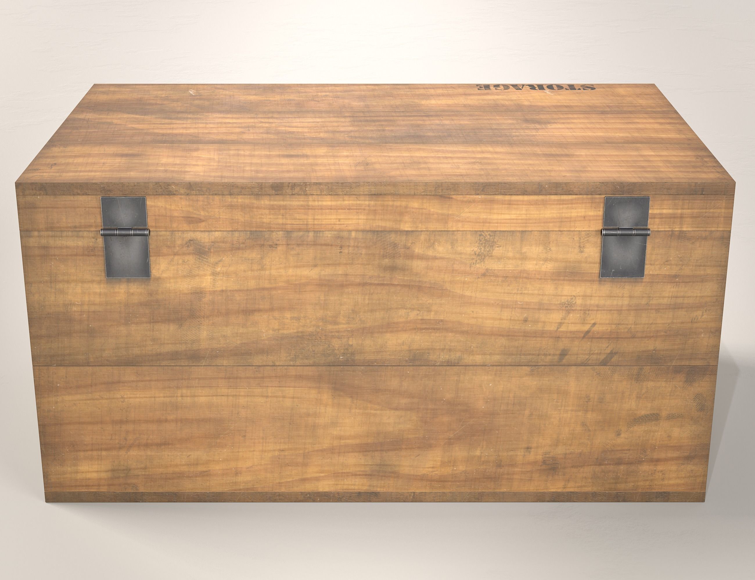 Wooden storage box Low-poly 3D model_8