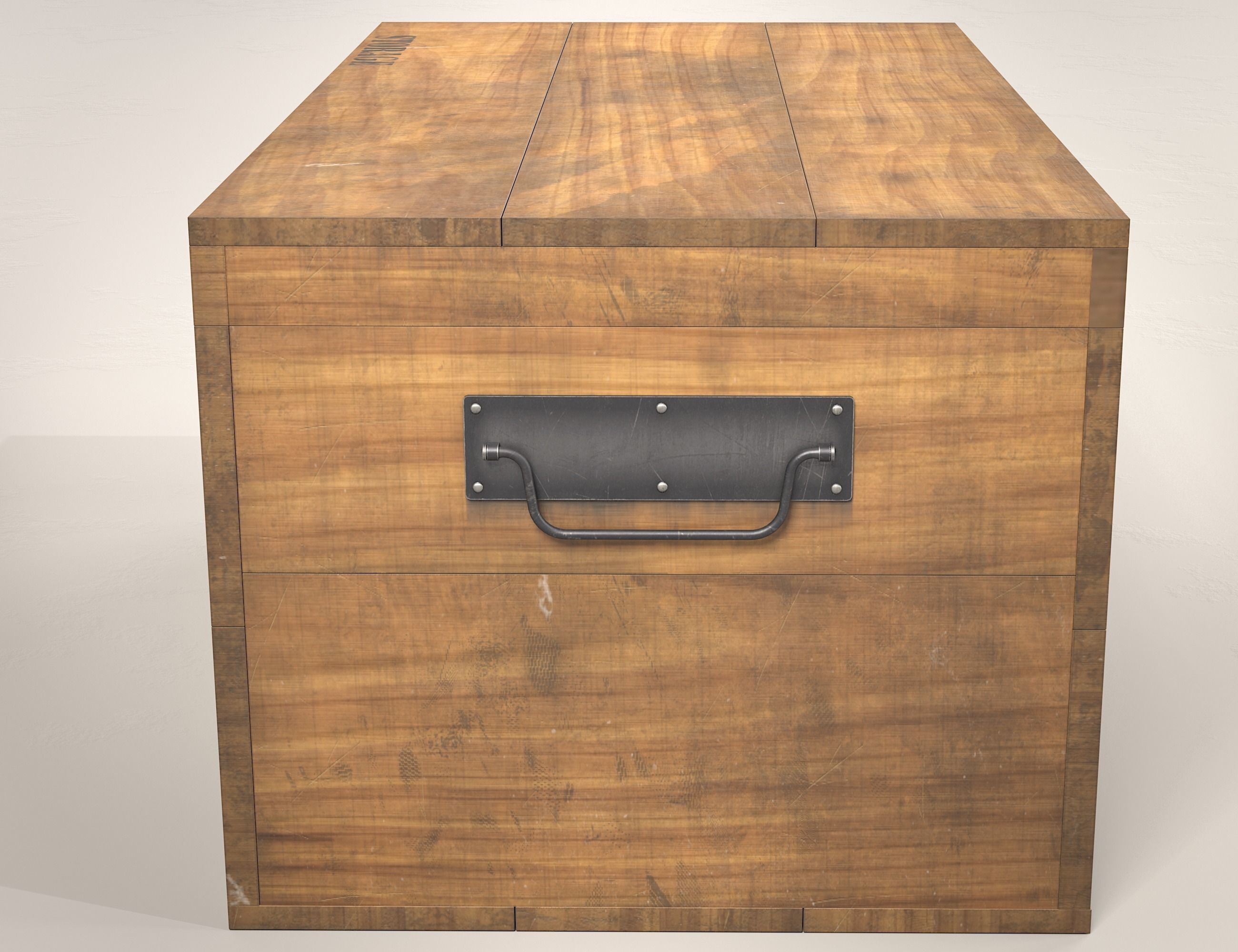 Wooden storage box Low-poly 3D model_5