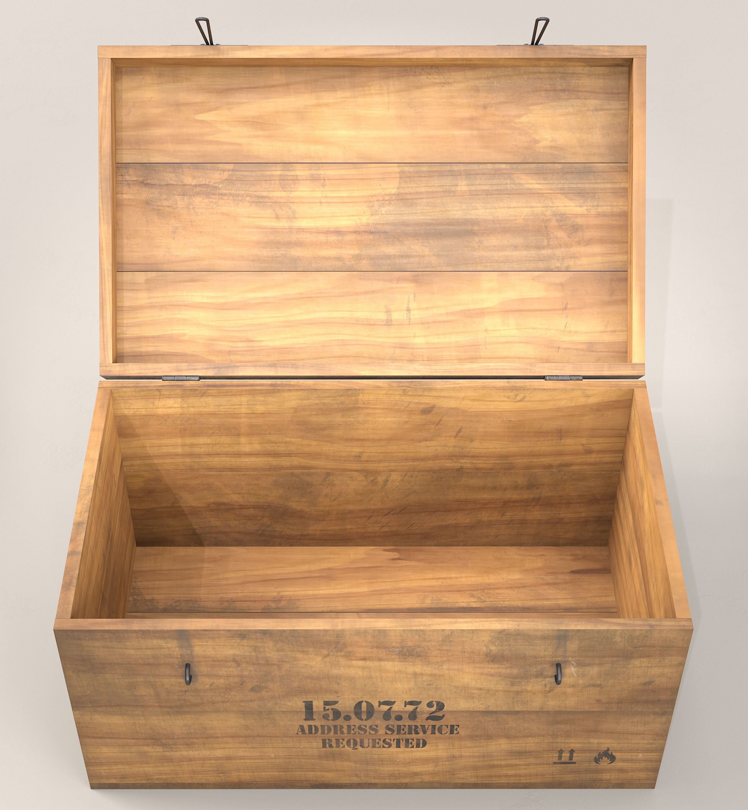 Wooden storage box Low-poly 3D model_3