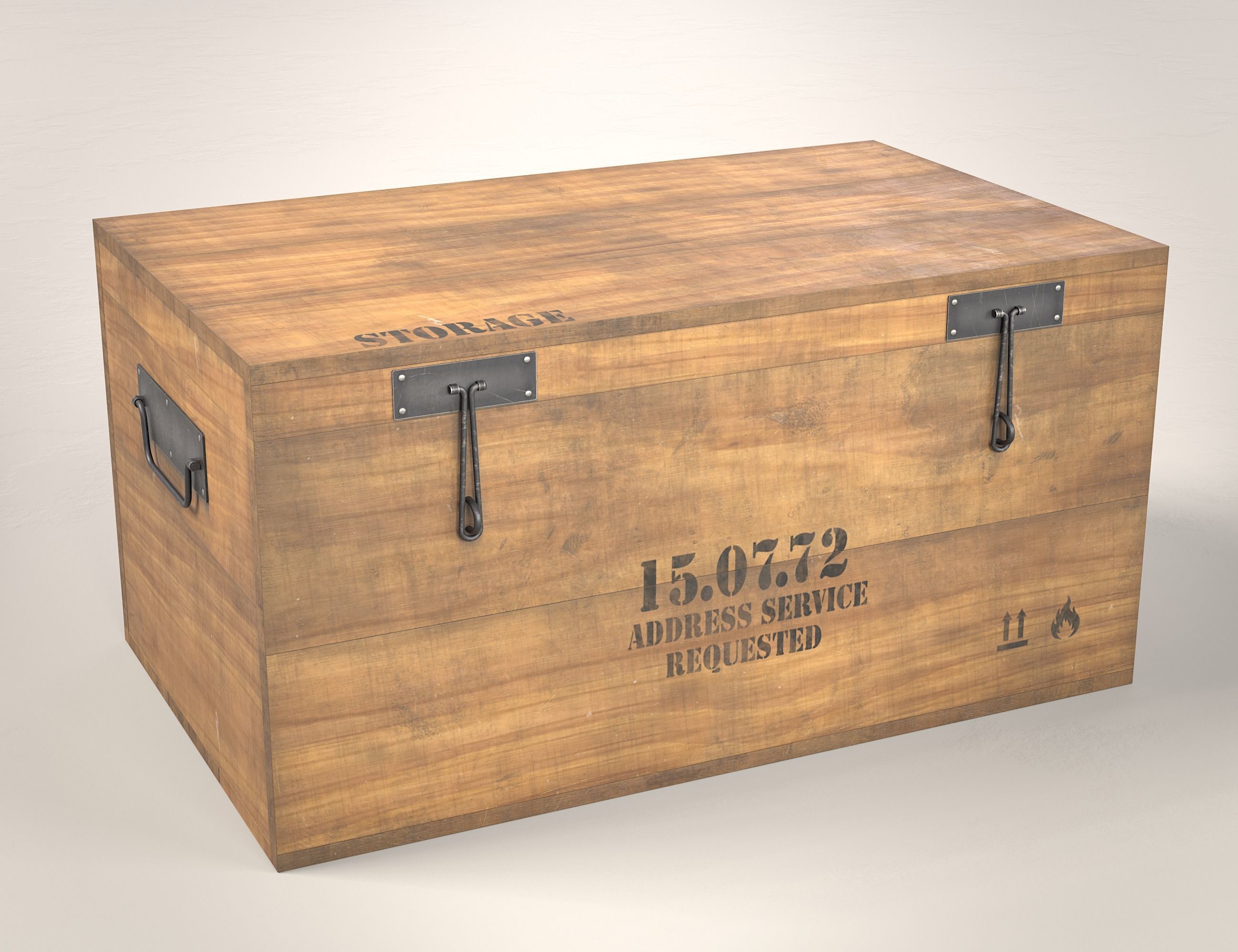 Wooden storage box Low-poly 3D model_2