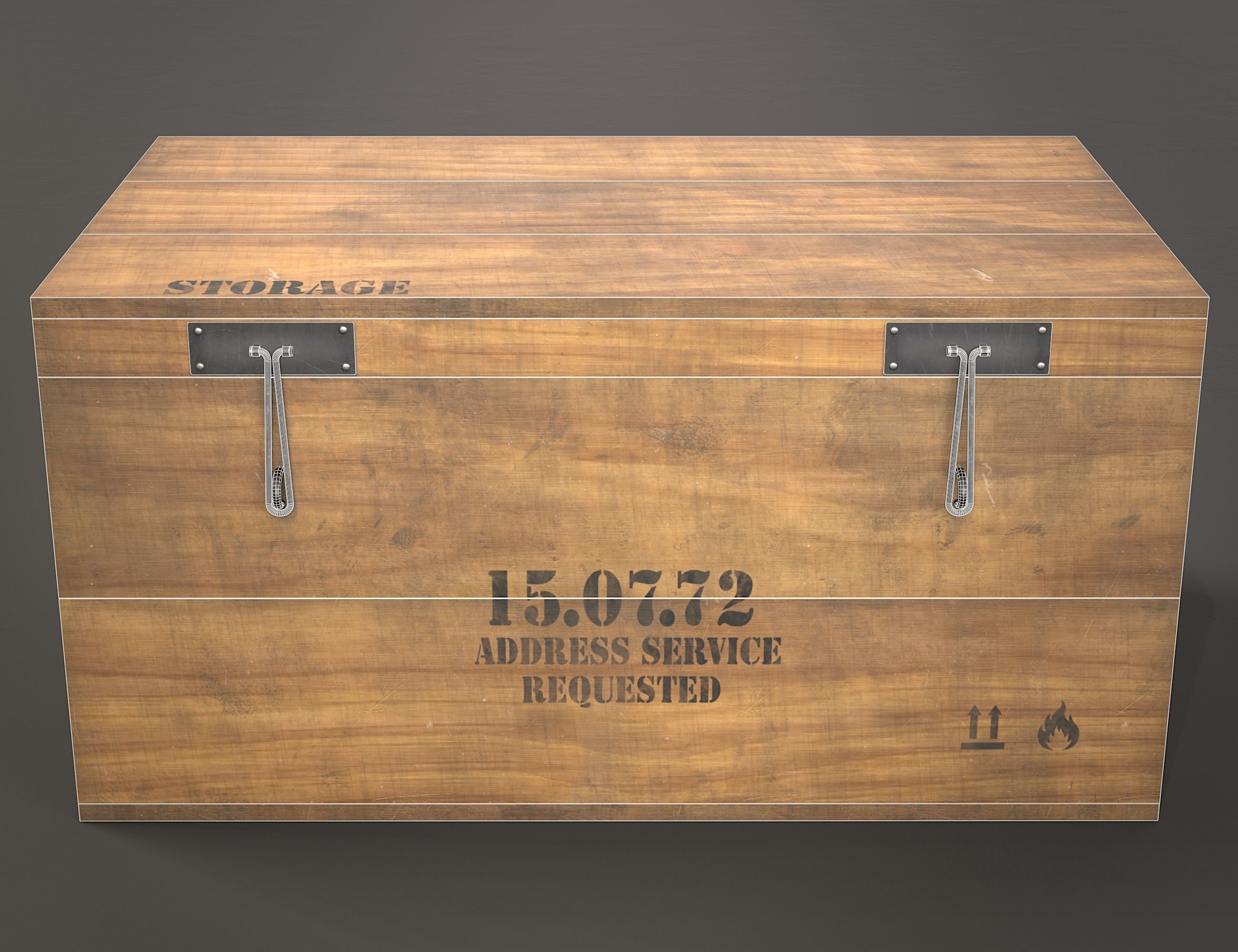 Wooden storage box Low-poly 3D model_9