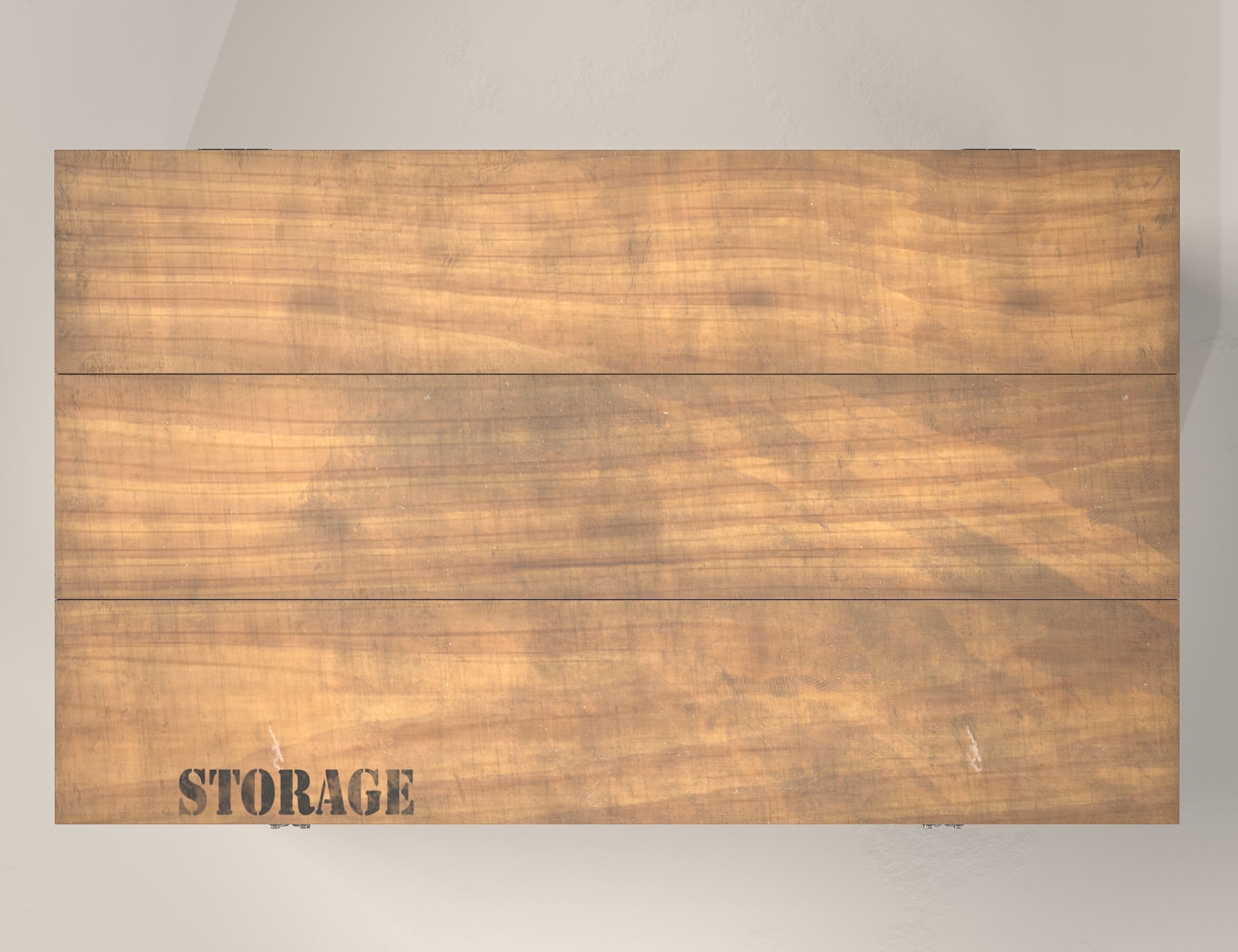 Wooden storage box Low-poly 3D model_4