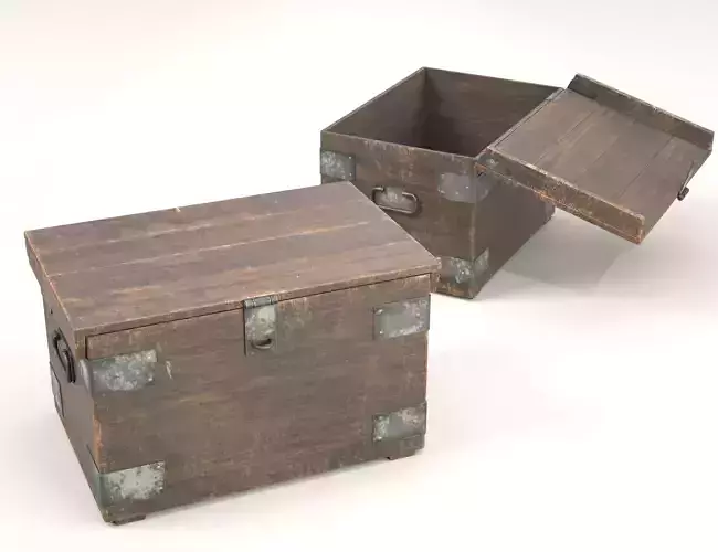 Wooden chest Low-poly 3D model