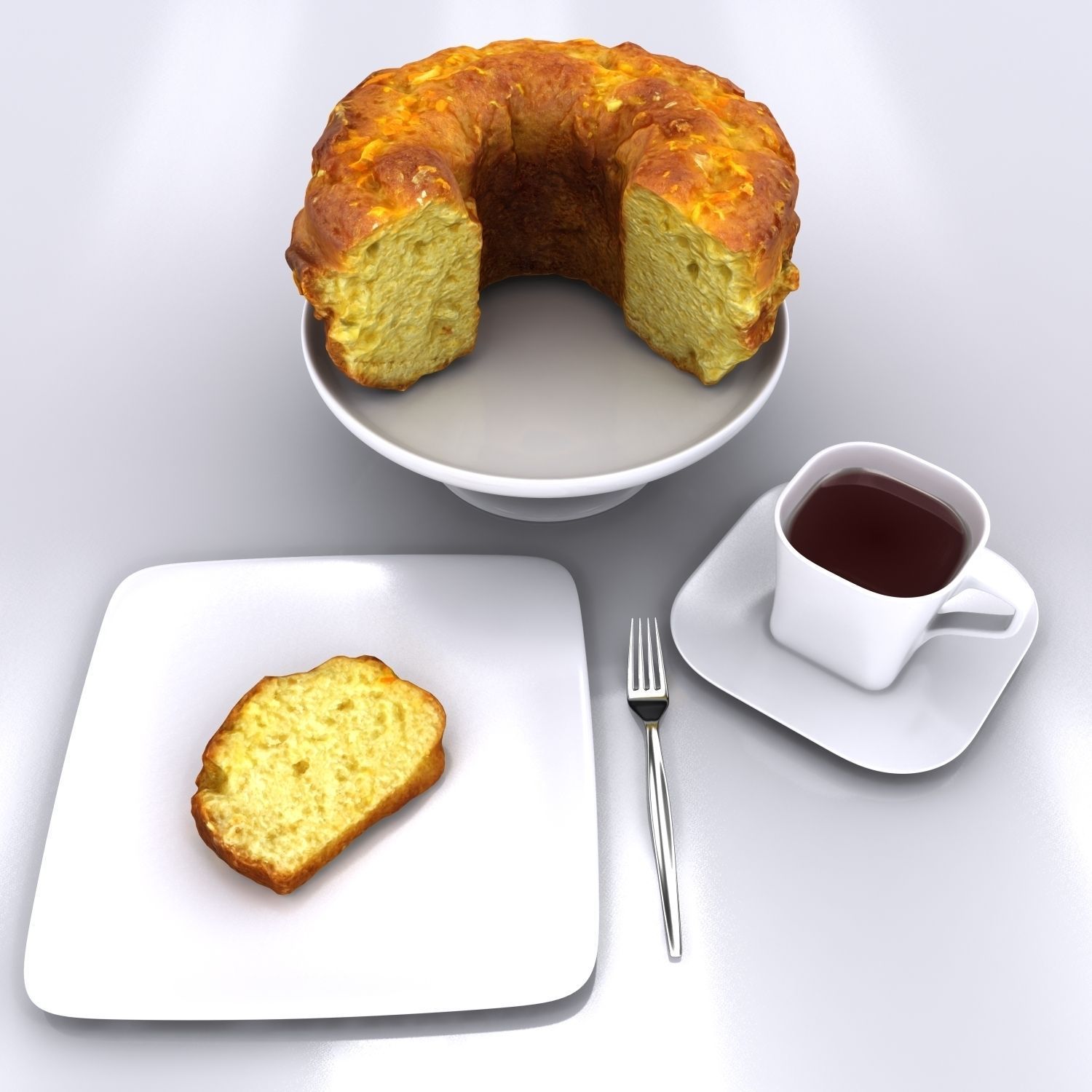 Sliced Homemade Orange Cake 3D model_17