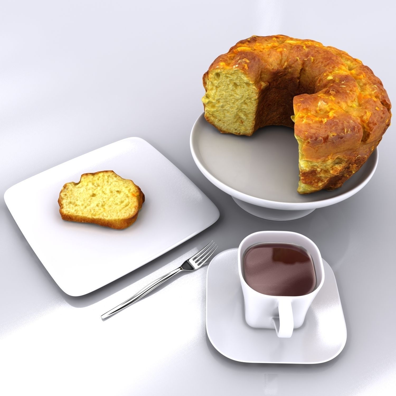 Sliced Homemade Orange Cake 3D model_3