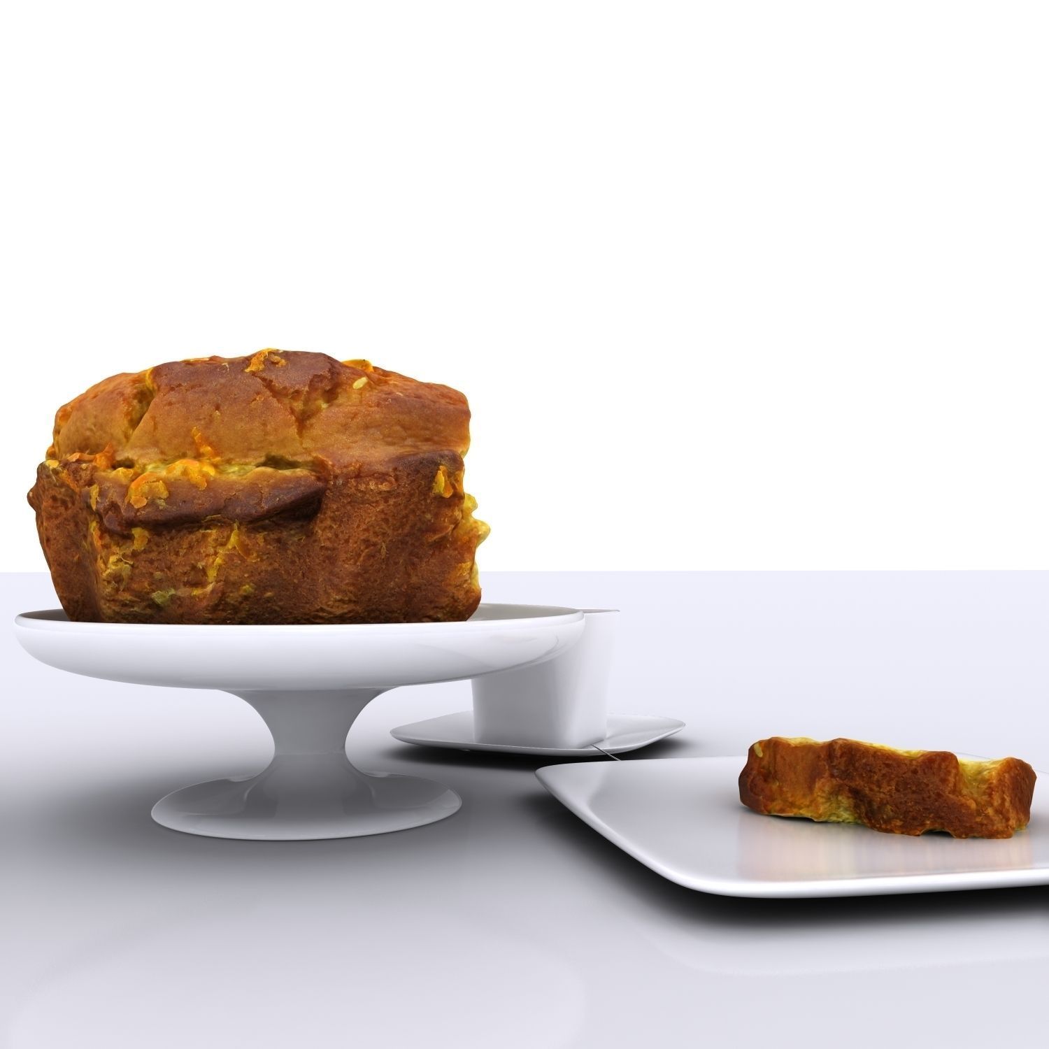 Sliced Homemade Orange Cake 3D model_11