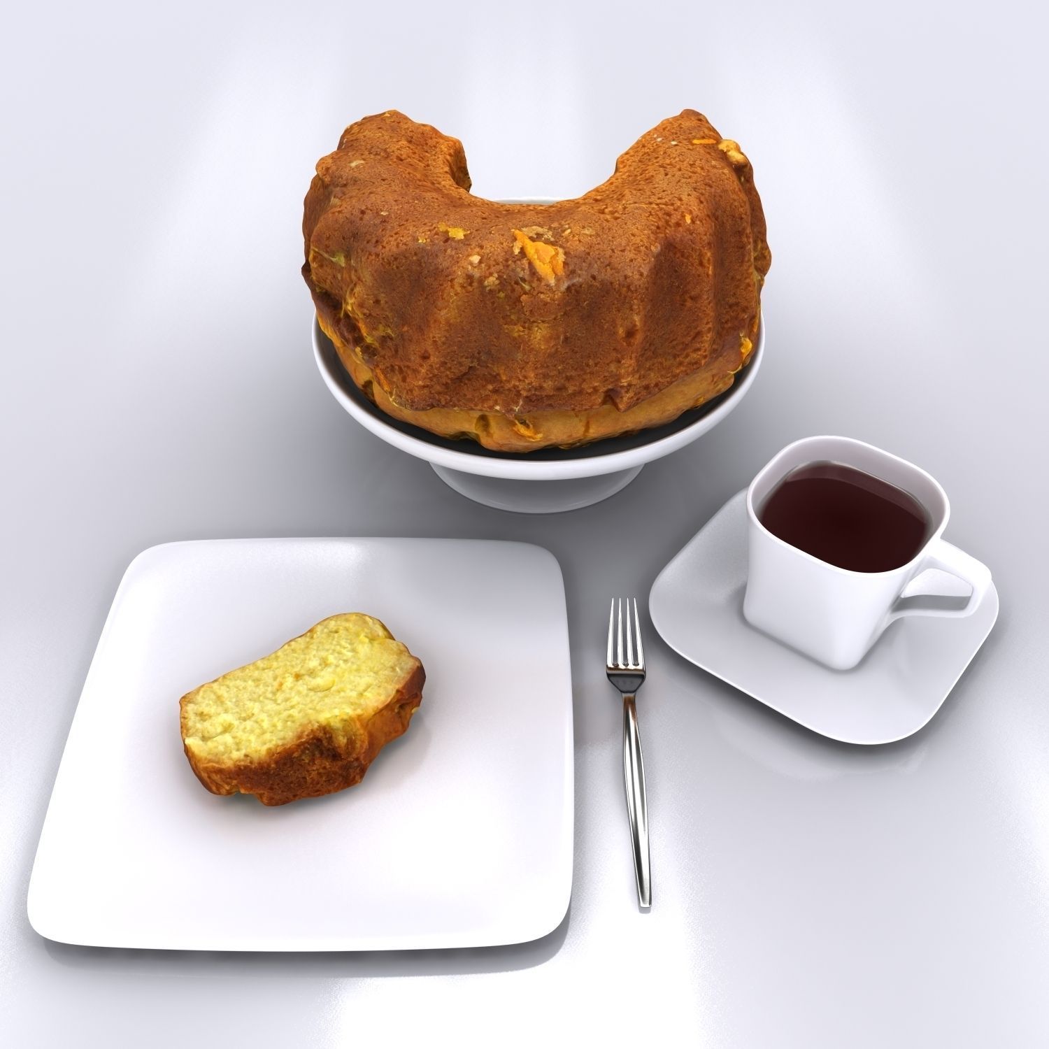 Sliced Homemade Orange Cake 3D model_16