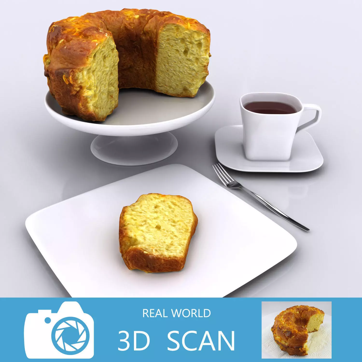 Sliced Homemade Orange Cake 3D model_0