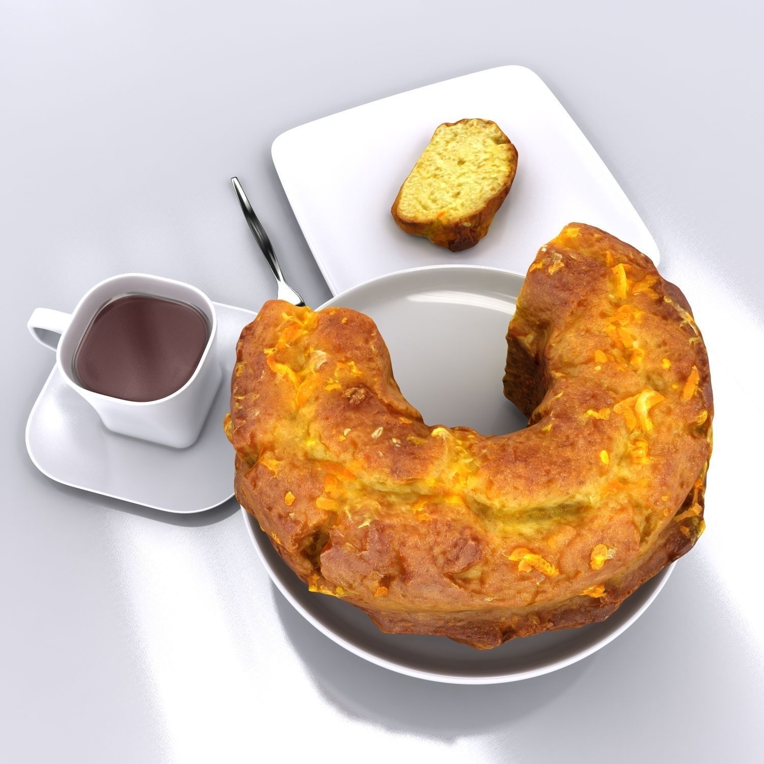 Sliced Homemade Orange Cake 3D model_5