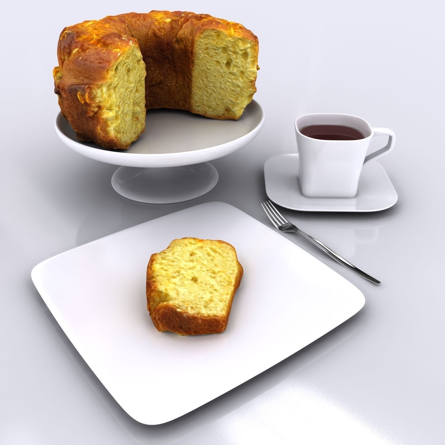 Sliced Homemade Orange Cake 3D model_9