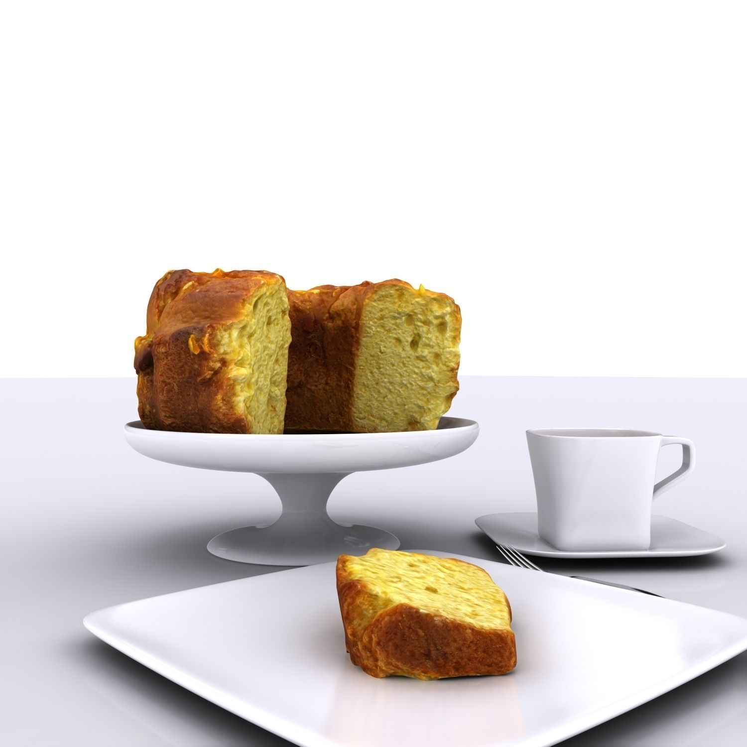 Sliced Homemade Orange Cake 3D model_12