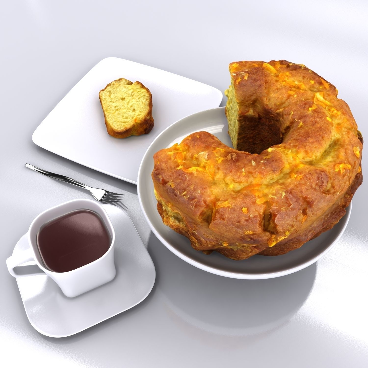 Sliced Homemade Orange Cake 3D model_4
