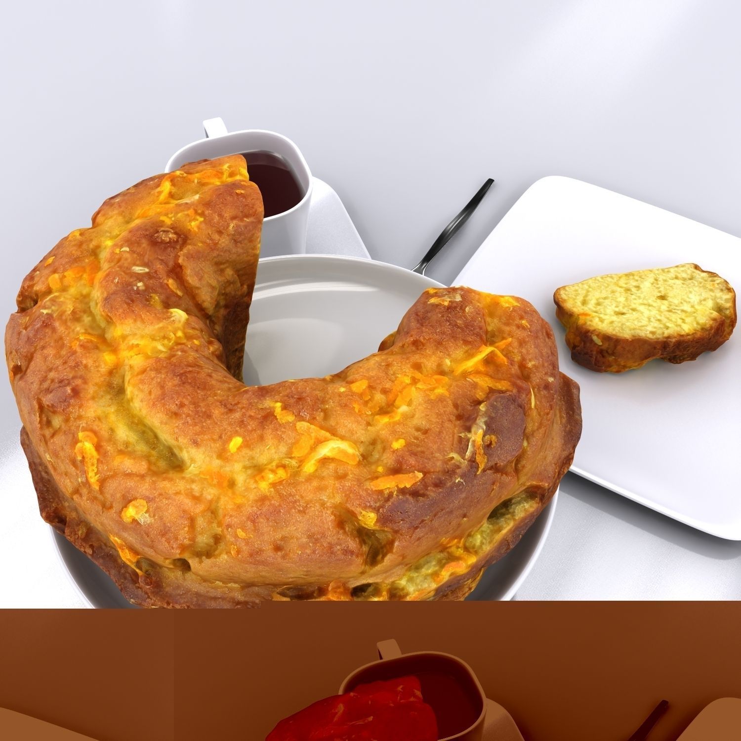 Sliced Homemade Orange Cake 3D model_7