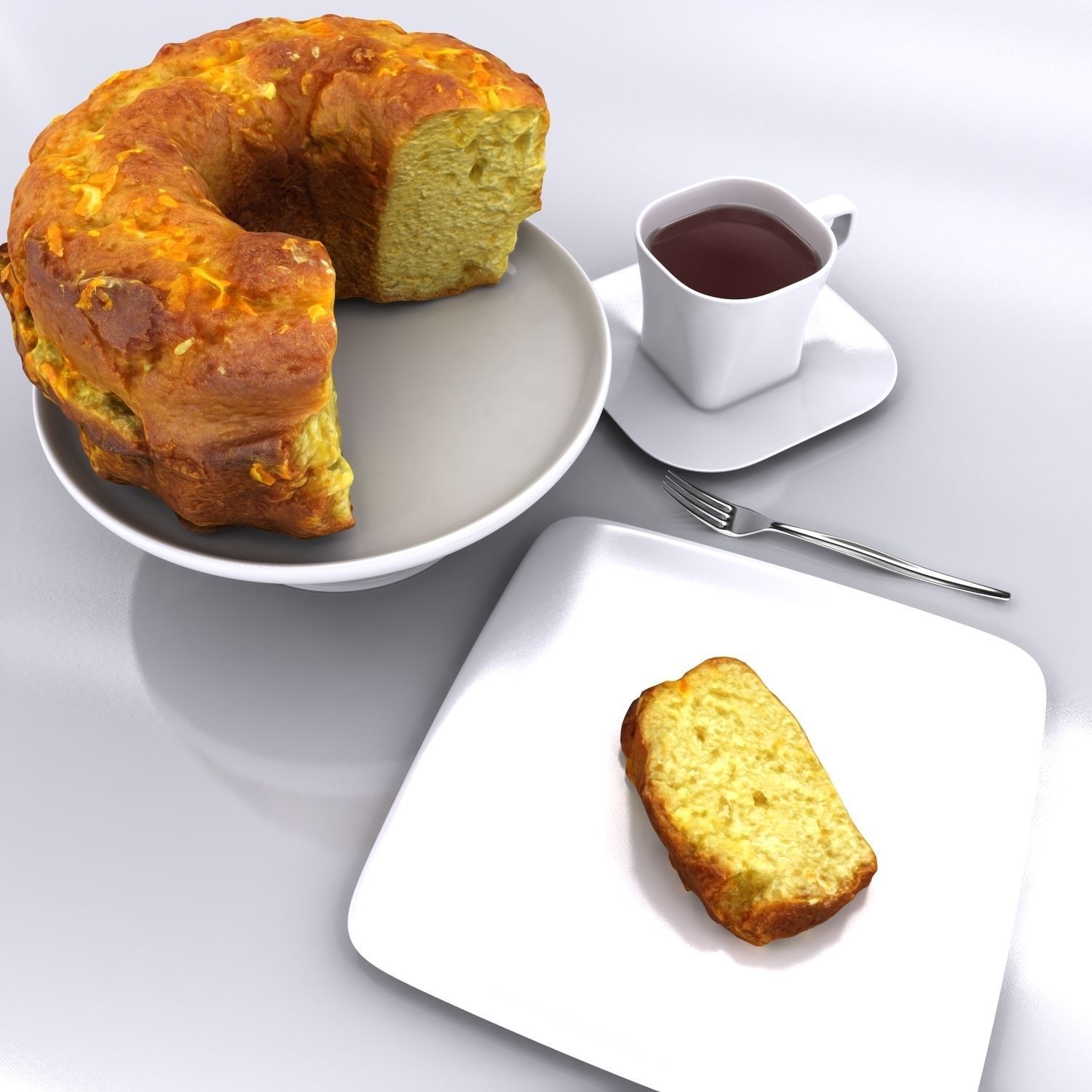 Sliced Homemade Orange Cake 3D model_1