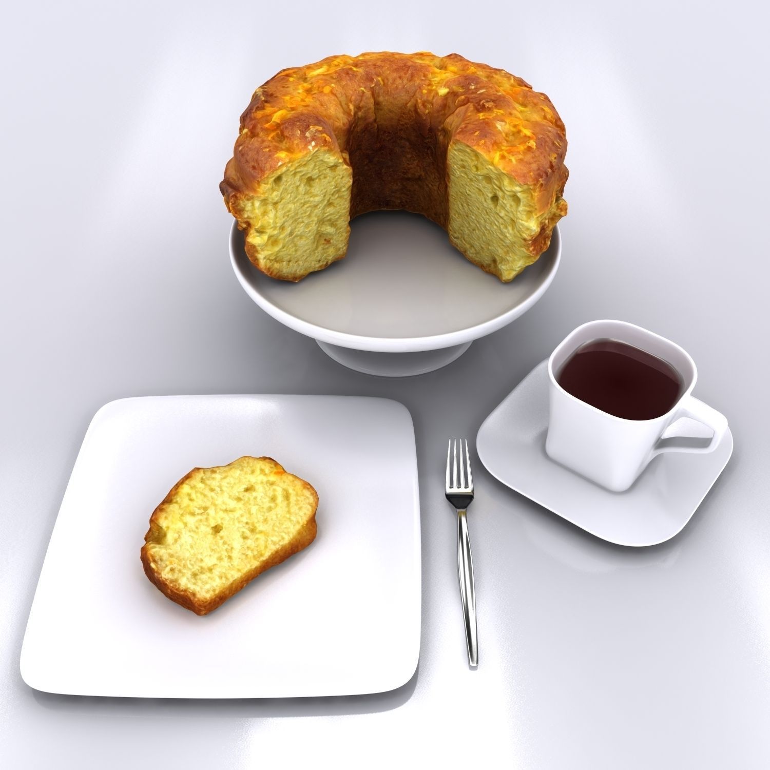 Sliced Homemade Orange Cake 3D model_2