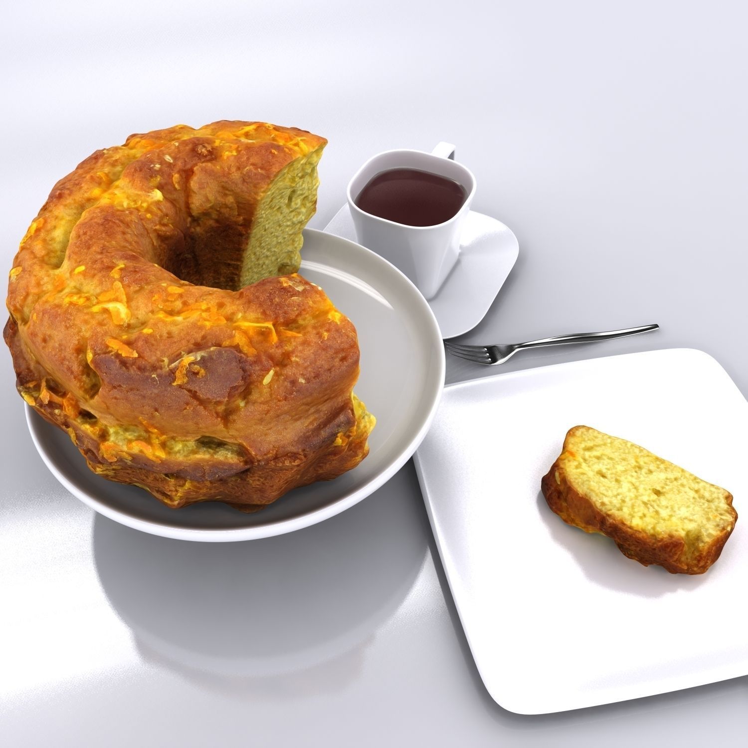 Sliced Homemade Orange Cake 3D model_8